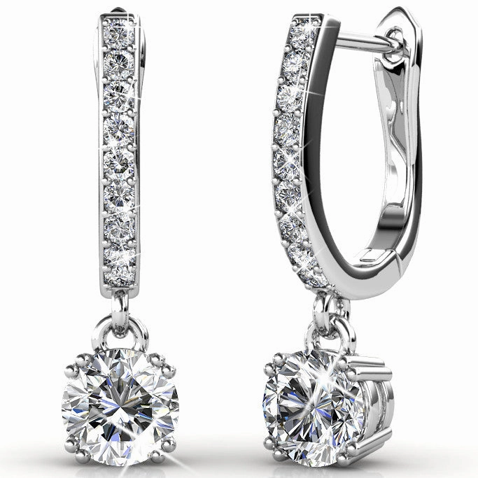 McKenzie 18k White Gold Plated Drop Dangle Earrings with Swarovski Crystals