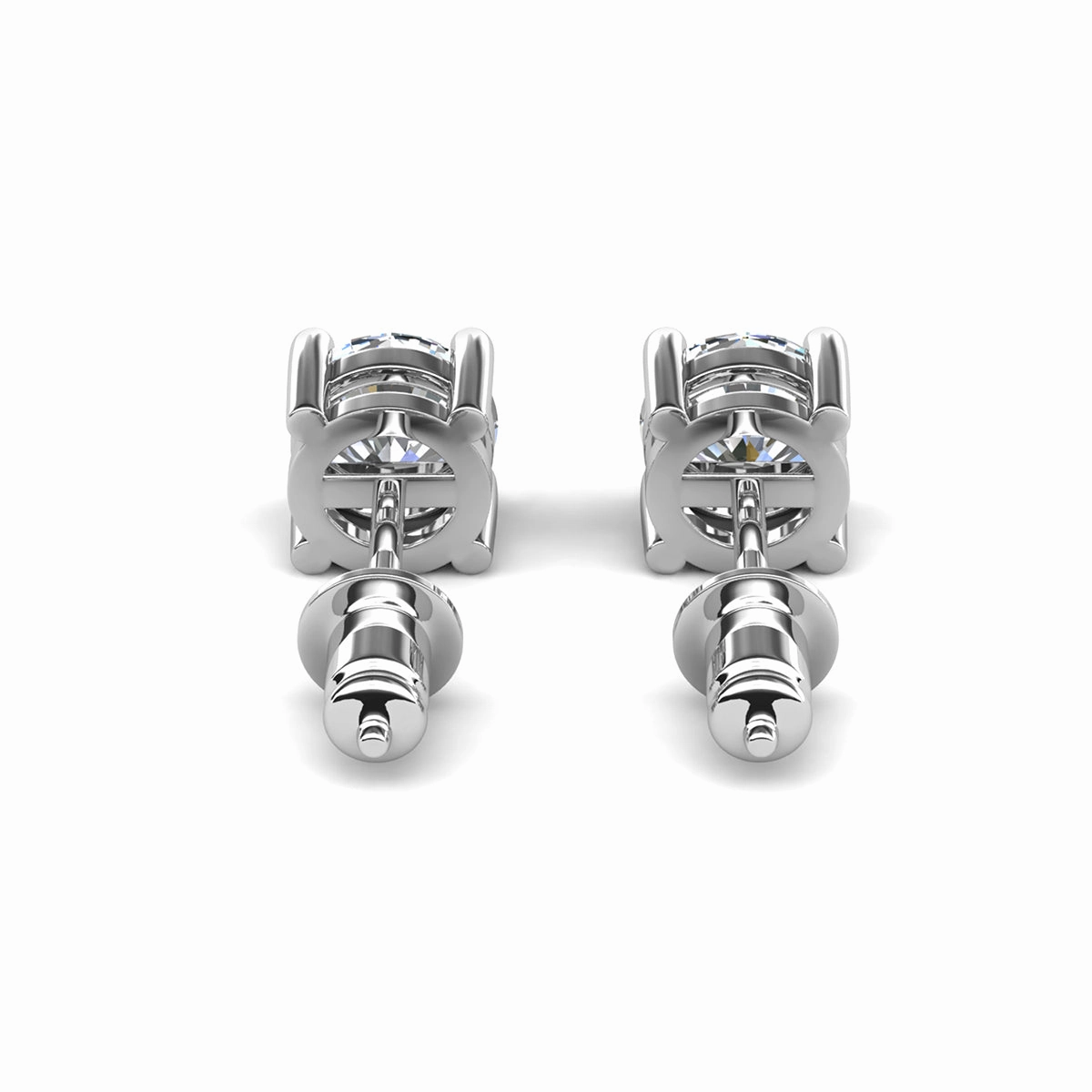 Mia 18k White Gold Plated Sterling Silver Stud Earrings with Simulated Diamond Crystals
