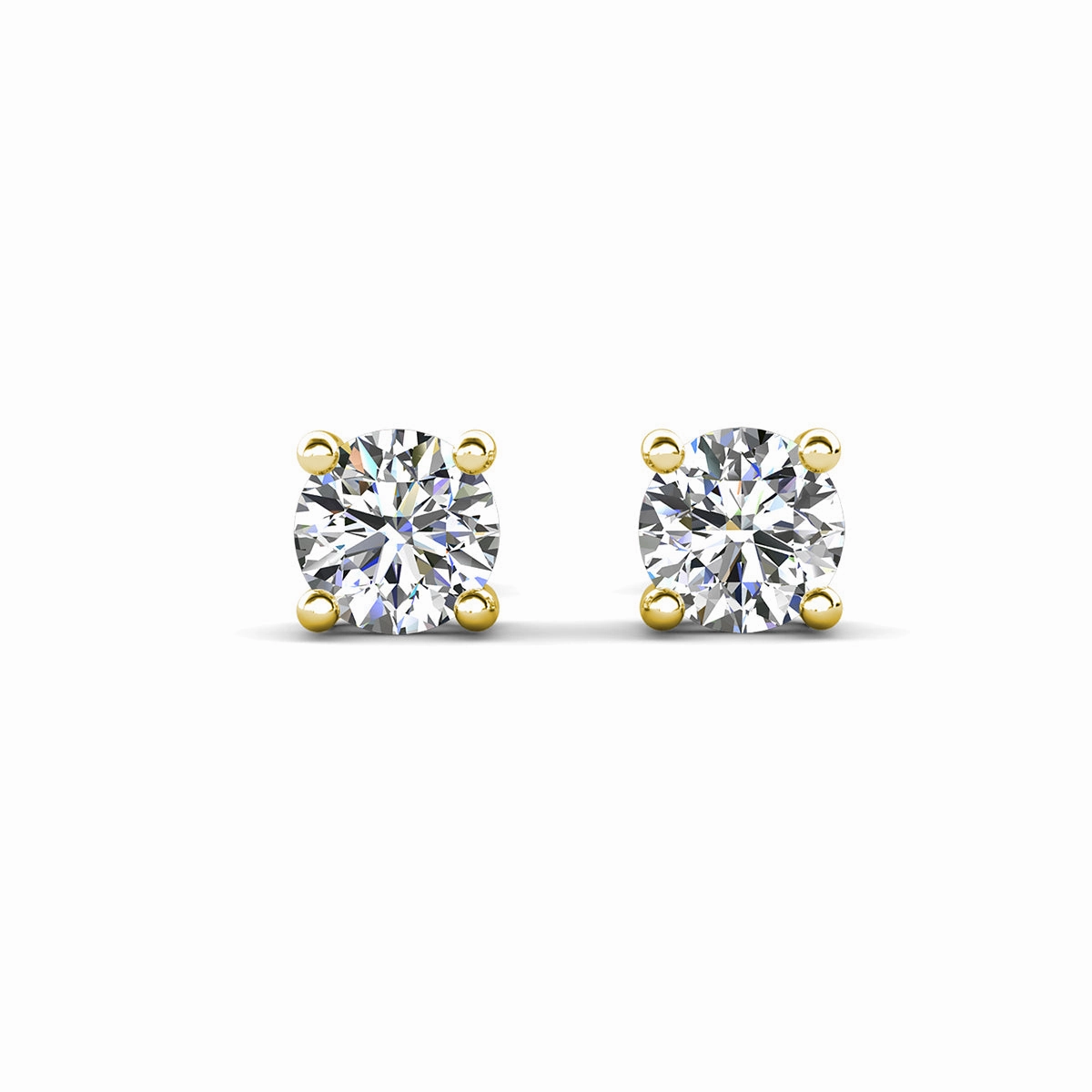 Mia 18k White Gold Plated Sterling Silver Stud Earrings with Simulated Diamond Crystals