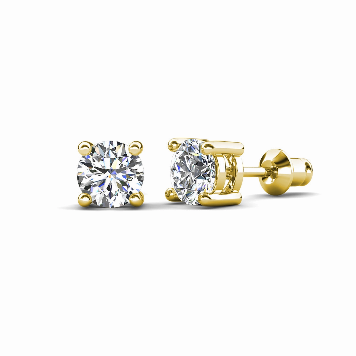 Mia 18k White Gold Plated Sterling Silver Stud Earrings with Simulated Diamond Crystals
