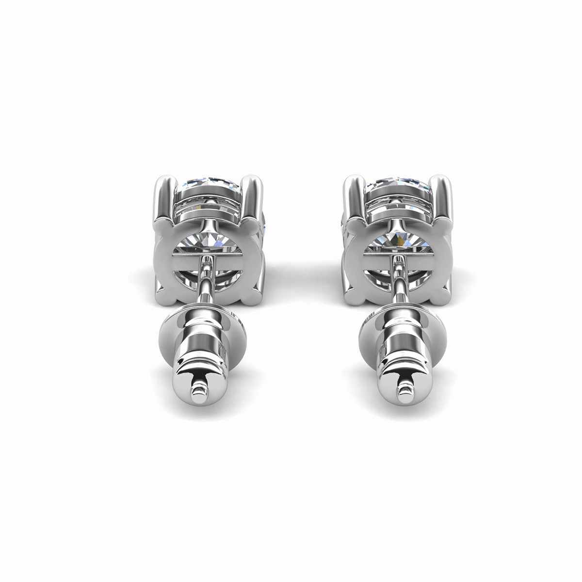 Mia 18k White Gold Plated Sterling Silver Stud Earrings with Simulated Diamond Crystals