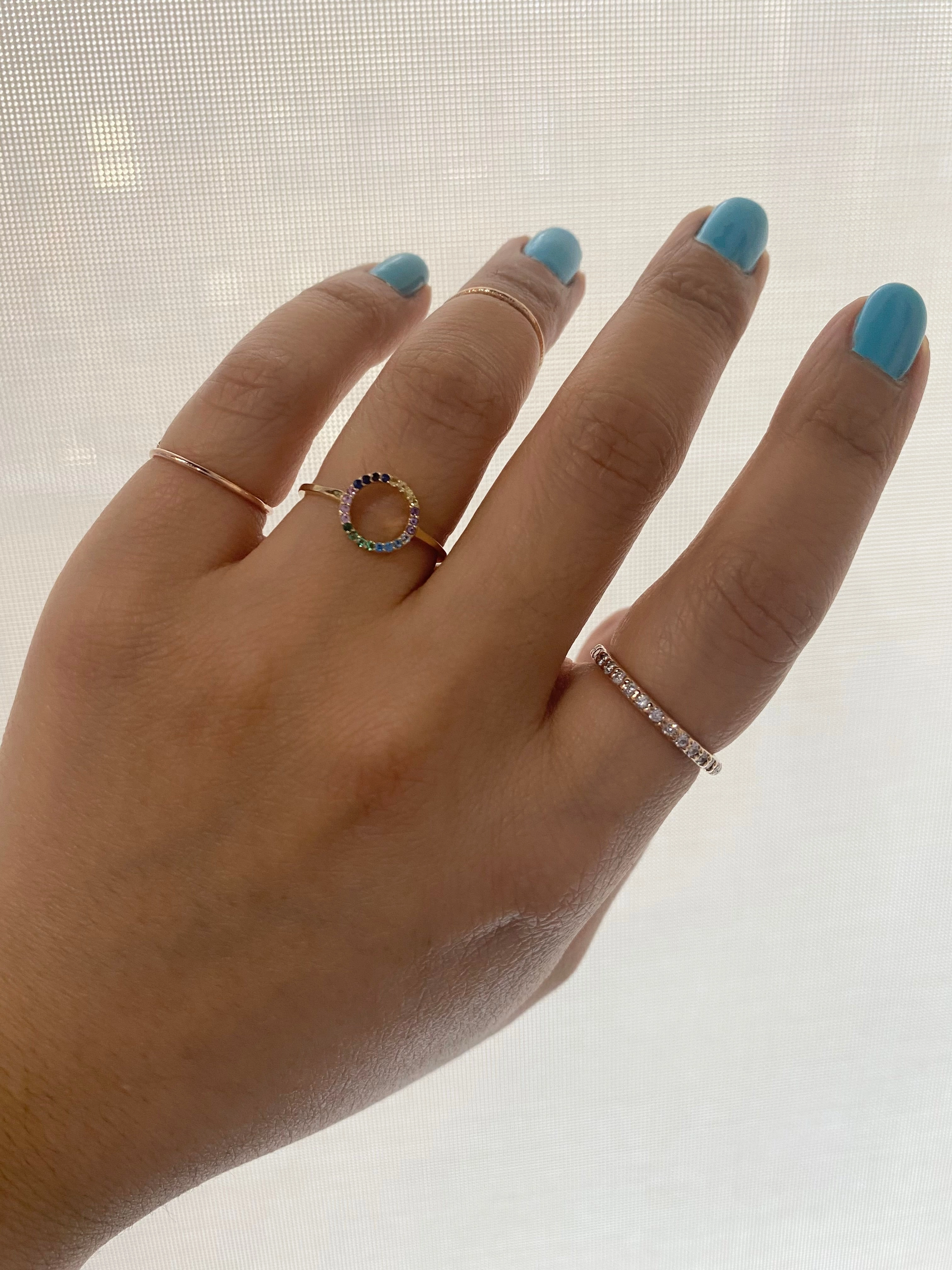 Michelle 14K Rainbow Sapphire Circle Ring