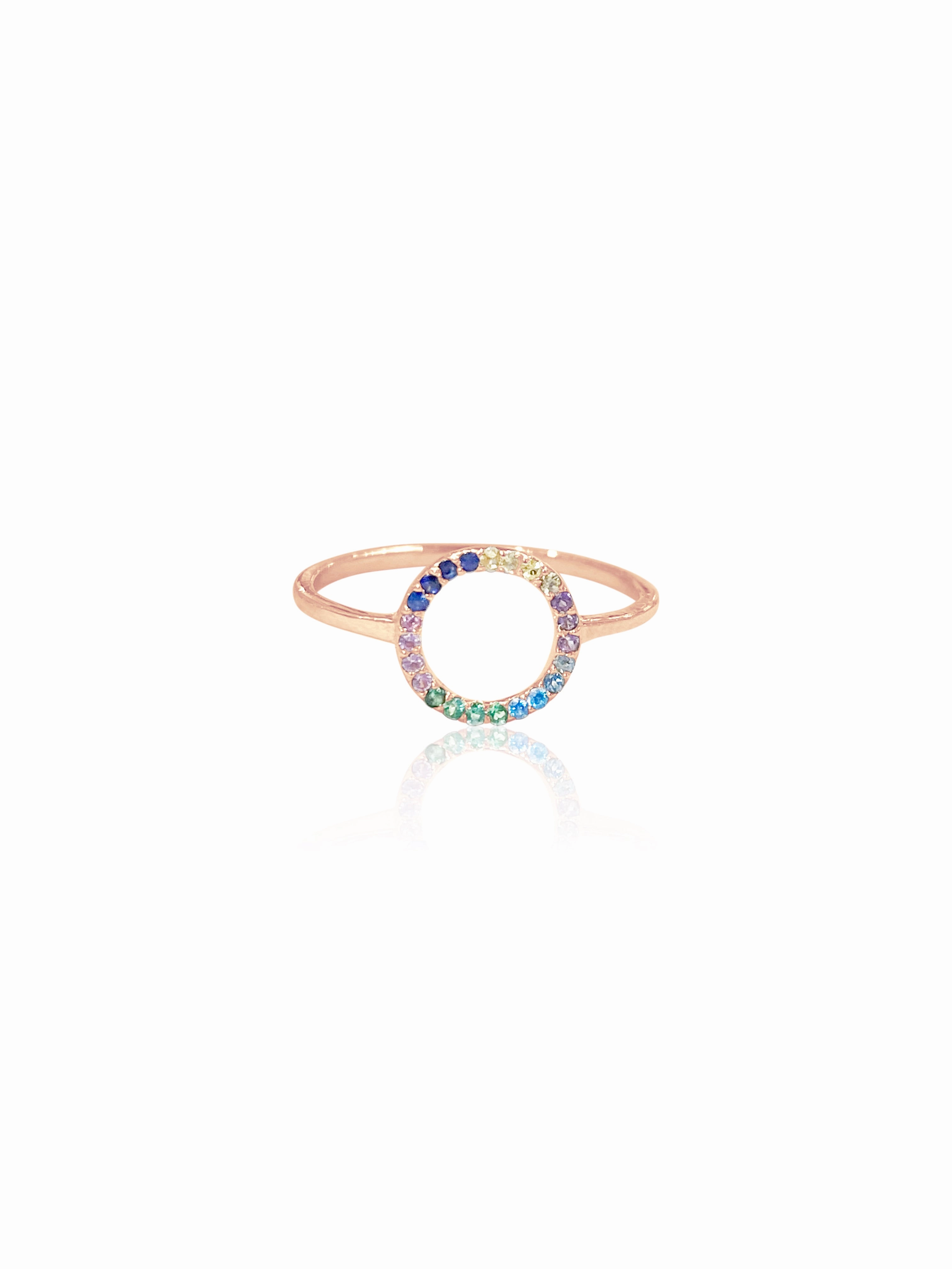 Michelle 14K Rainbow Sapphire Circle Ring