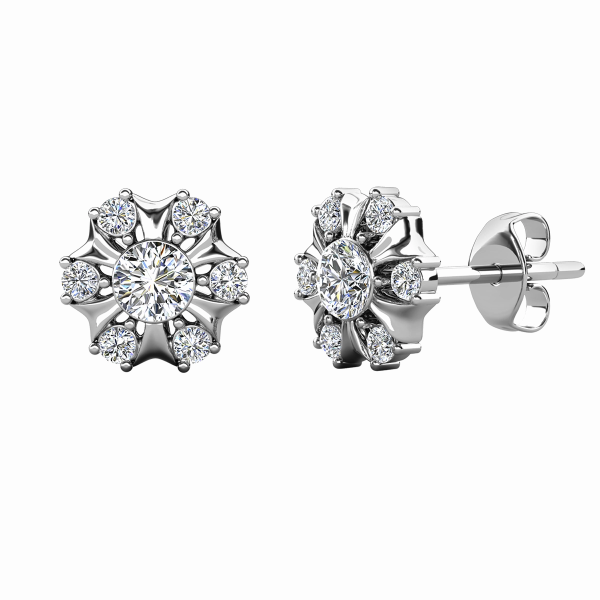 Millie 18k White Gold Plated Stud Earrings with Swarovski Crystals