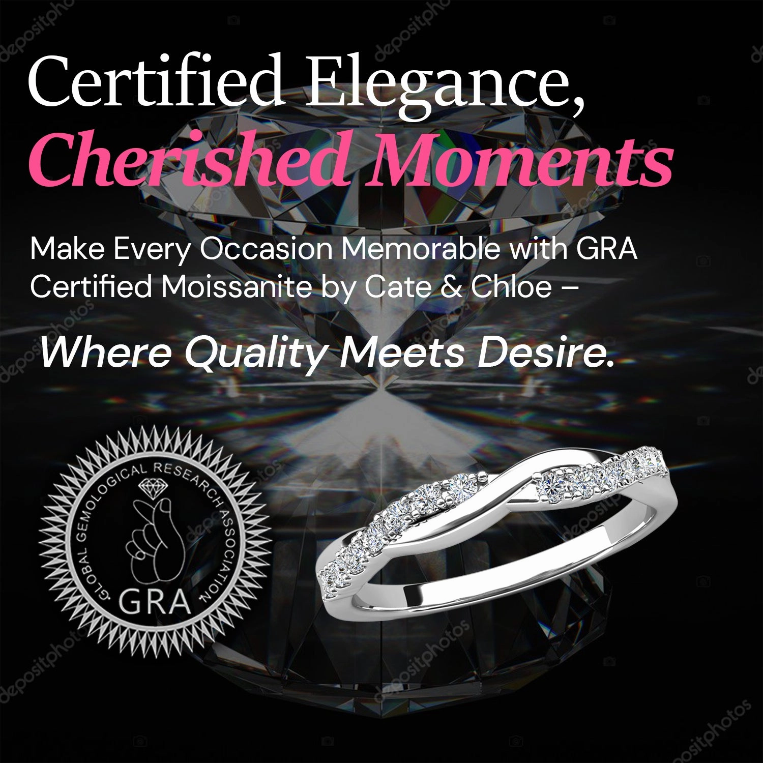 Moissanite by Cate & Chloe Avery 0.21tcw Round Cut 925 Sterling Silver 18K White Gold Plated Wedding Band