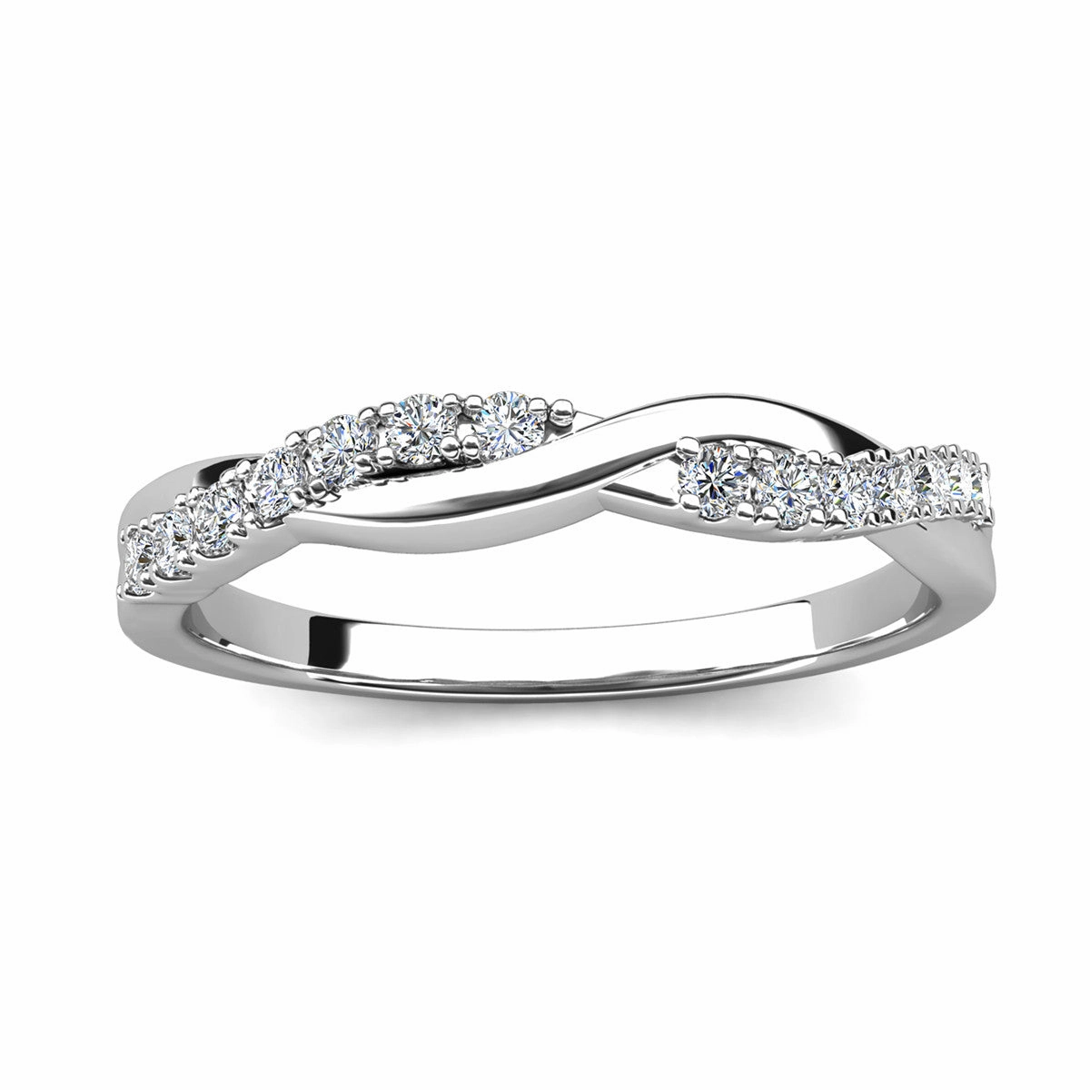 Moissanite by Cate & Chloe Avery 0.21tcw Round Cut 925 Sterling Silver 18K White Gold Plated Wedding Band