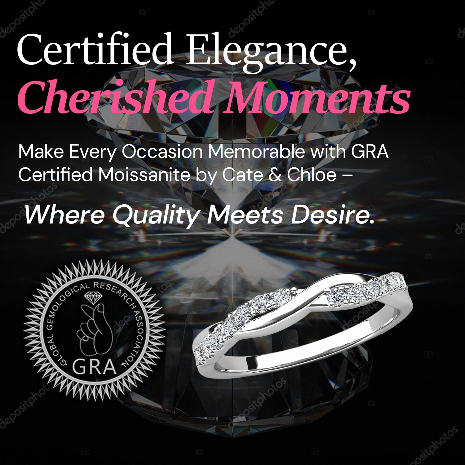 Moissanite by Cate & Chloe Avery 0.21tcw Round Cut 925 Sterling Silver 18K White Gold Plated Wedding Band