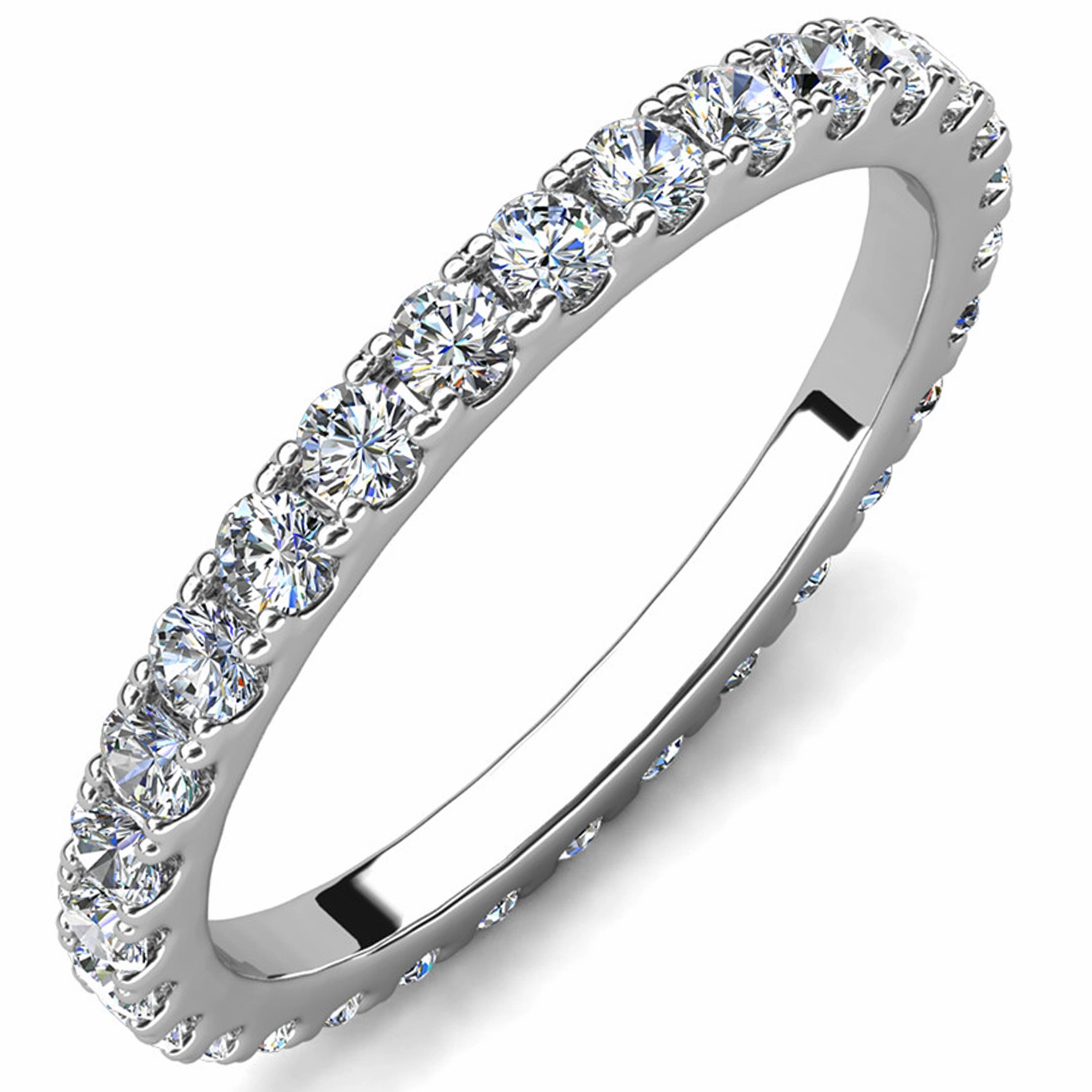 Moissanite by Cate & Chloe Sadie 0.09tcw Round Cut 925 Sterling Silver 18K White Gold Plated Wedding Band