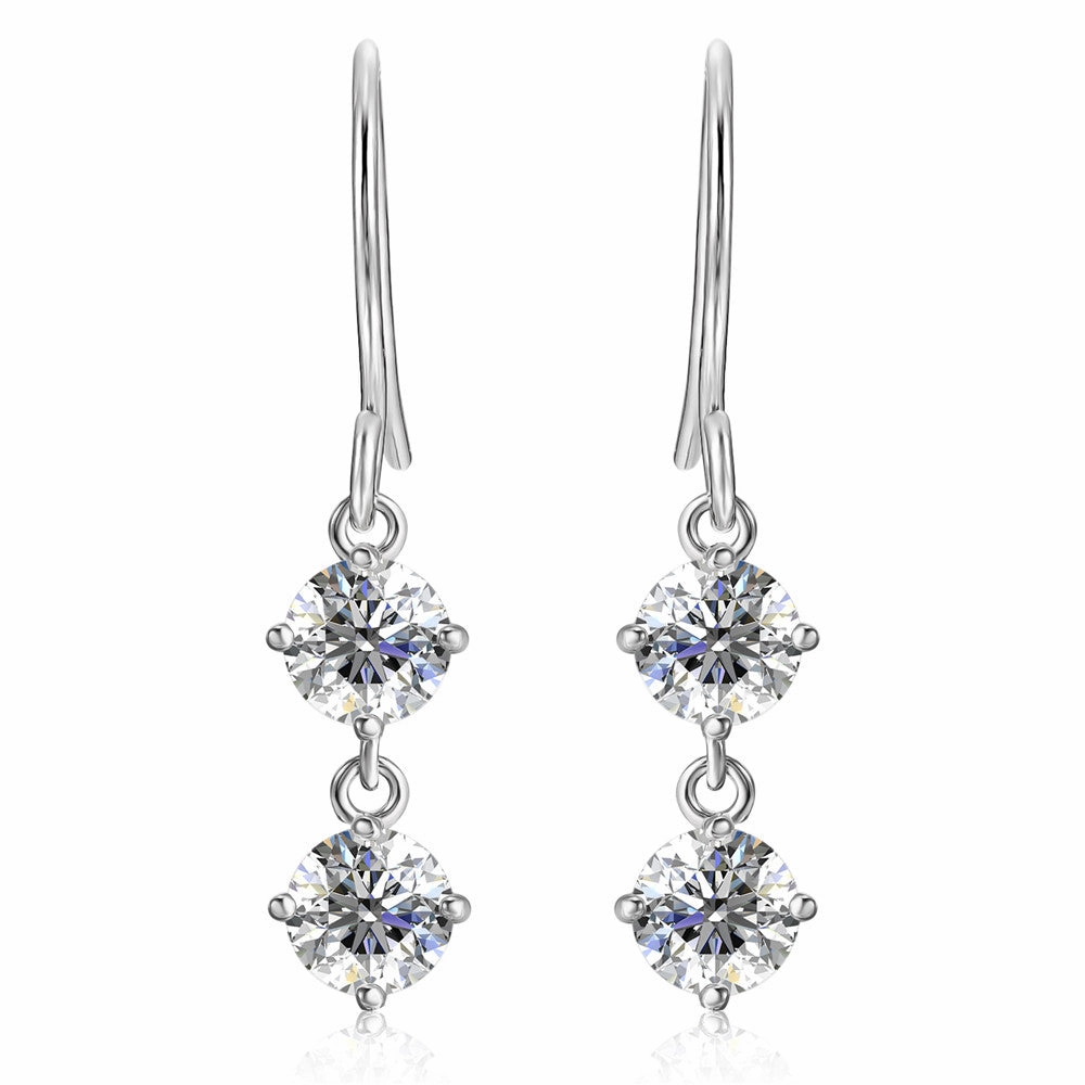 Moissanite by Cate & Chloe Talia 18k Gold Plated 925 Sterling Silver Dangle Earrings 2tcw