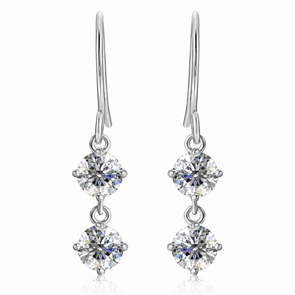 Moissanite by Cate & Chloe Talia 18k Gold Plated 925 Sterling Silver Dangle Earrings 2tcw