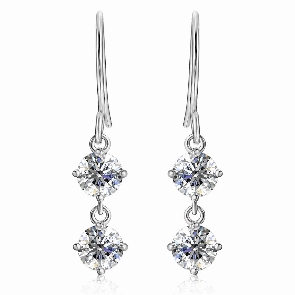 Moissanite by Cate & Chloe Talia 18k Gold Plated 925 Sterling Silver Dangle Earrings 2tcw