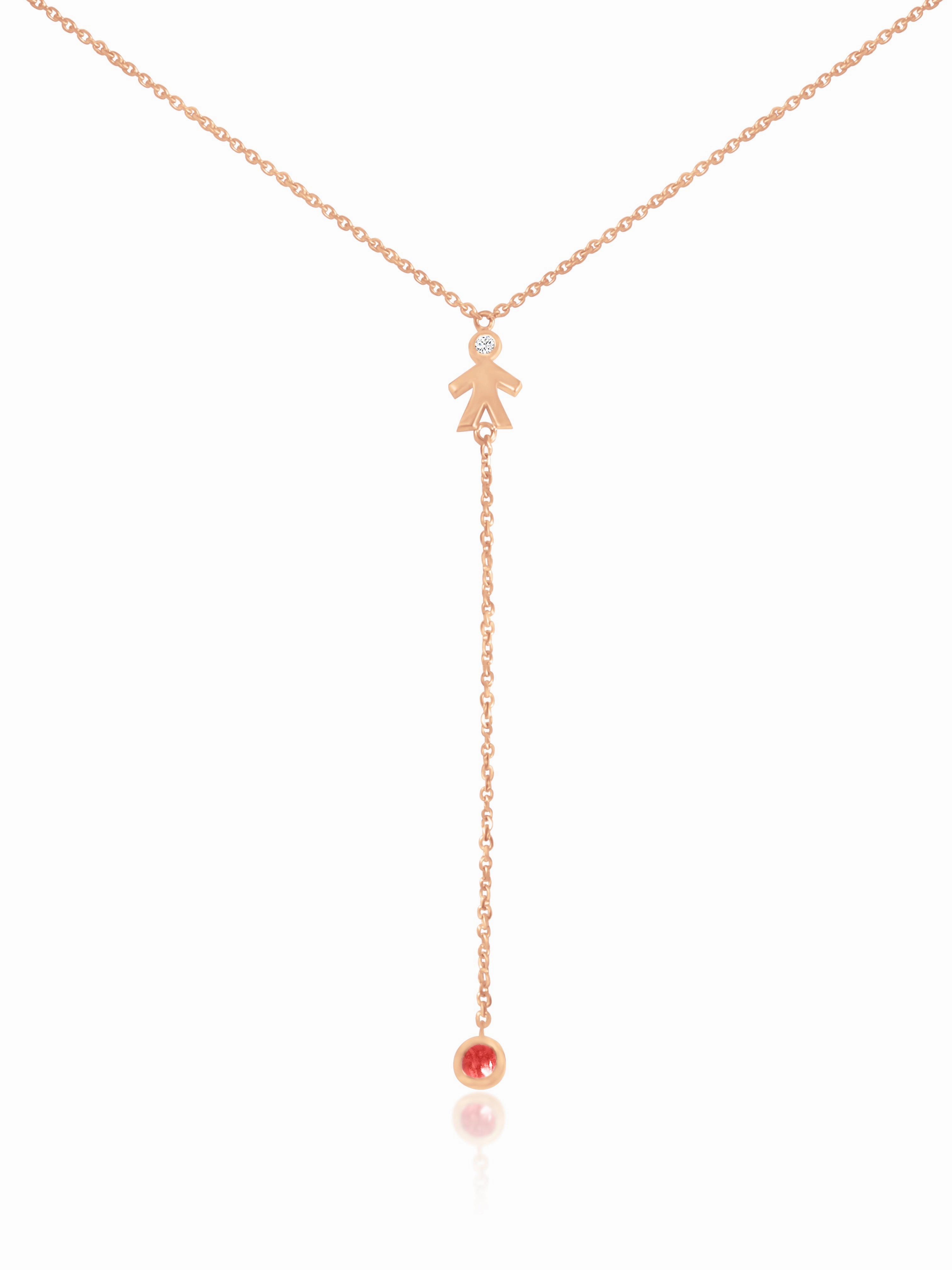 Mom 14k Diamond & Gemstone Lariat Necklace