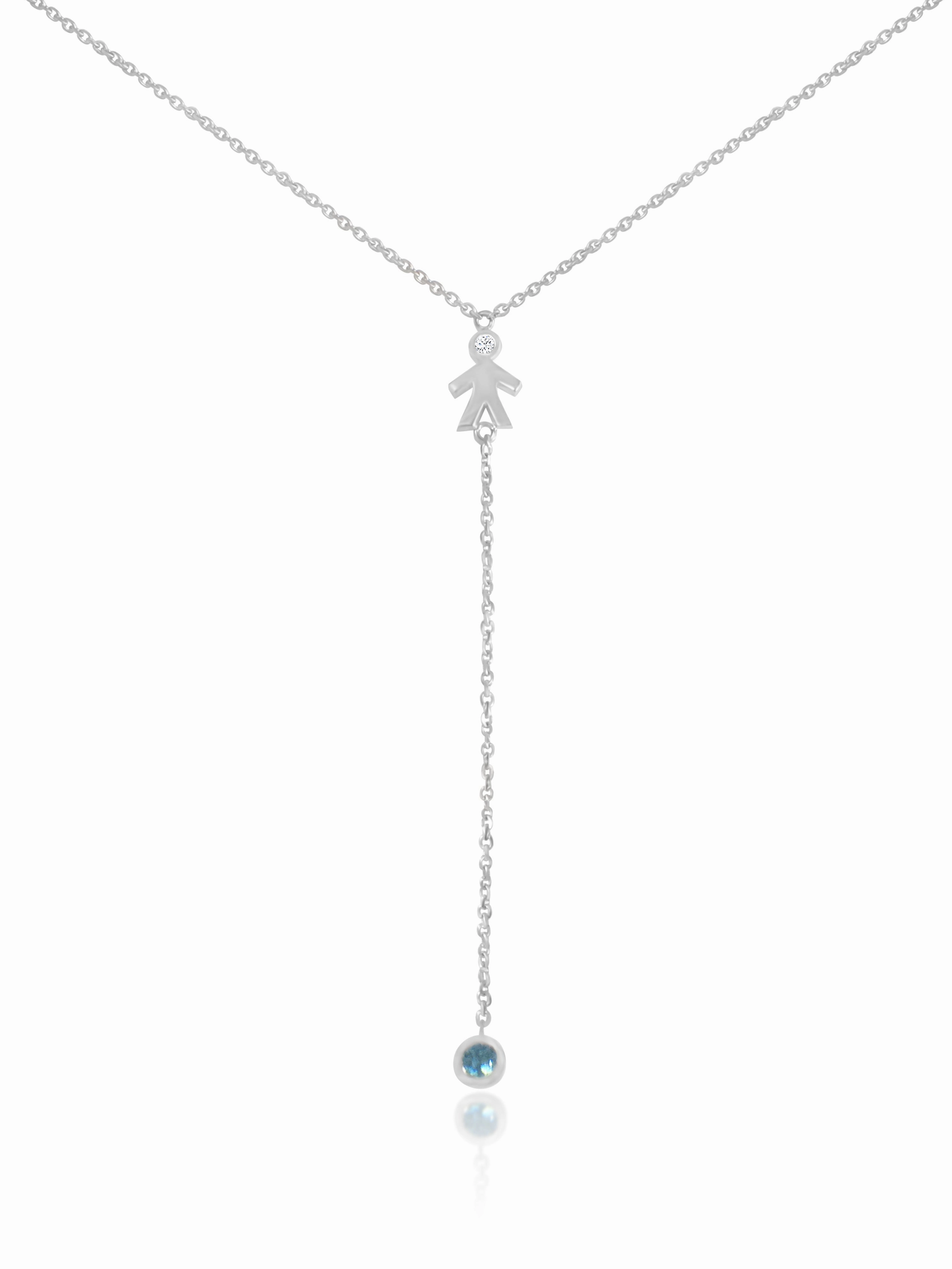 Mom 14k Diamond & Gemstone Lariat Necklace