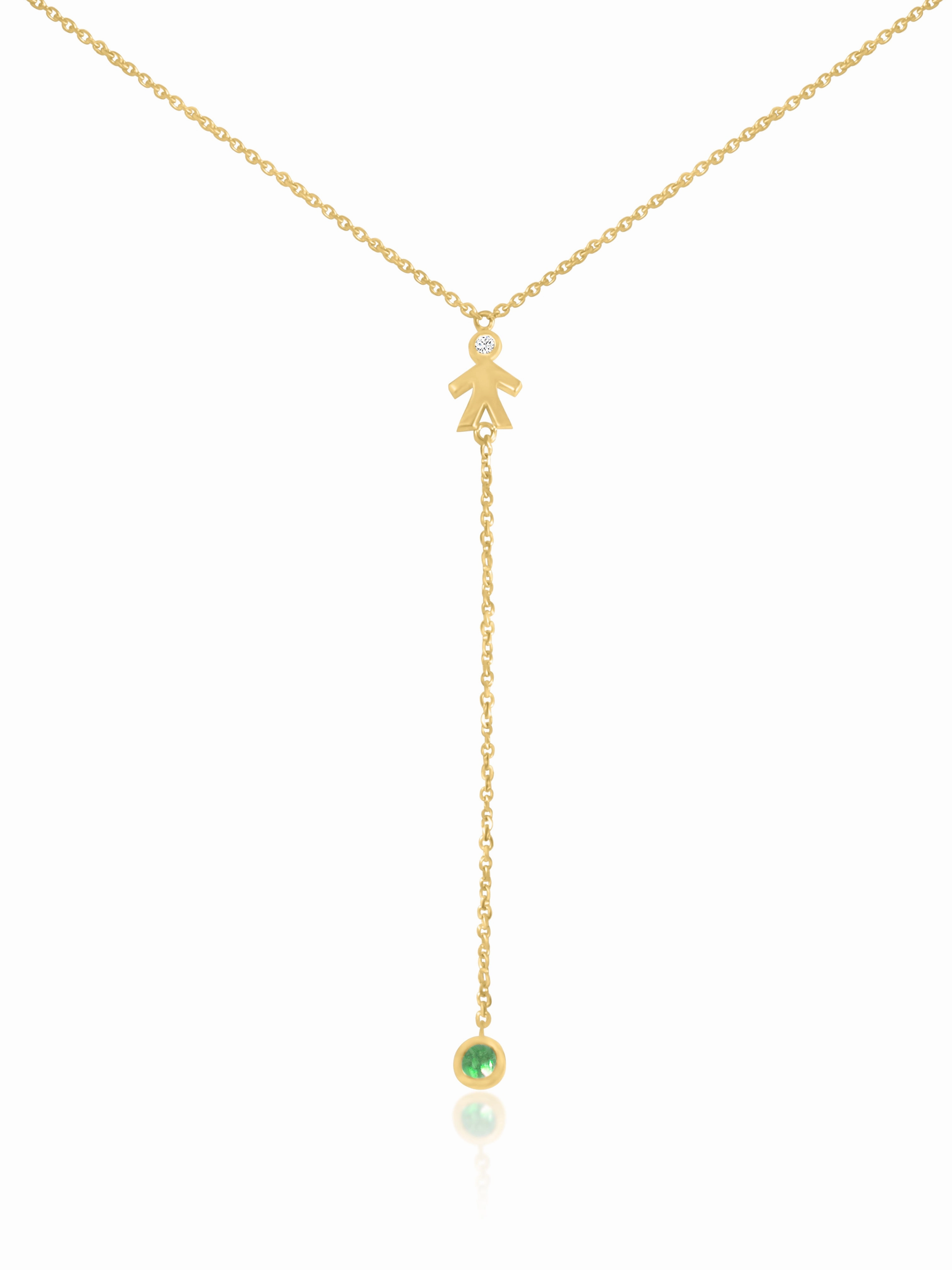 Mom 14k Diamond & Gemstone Lariat Necklace