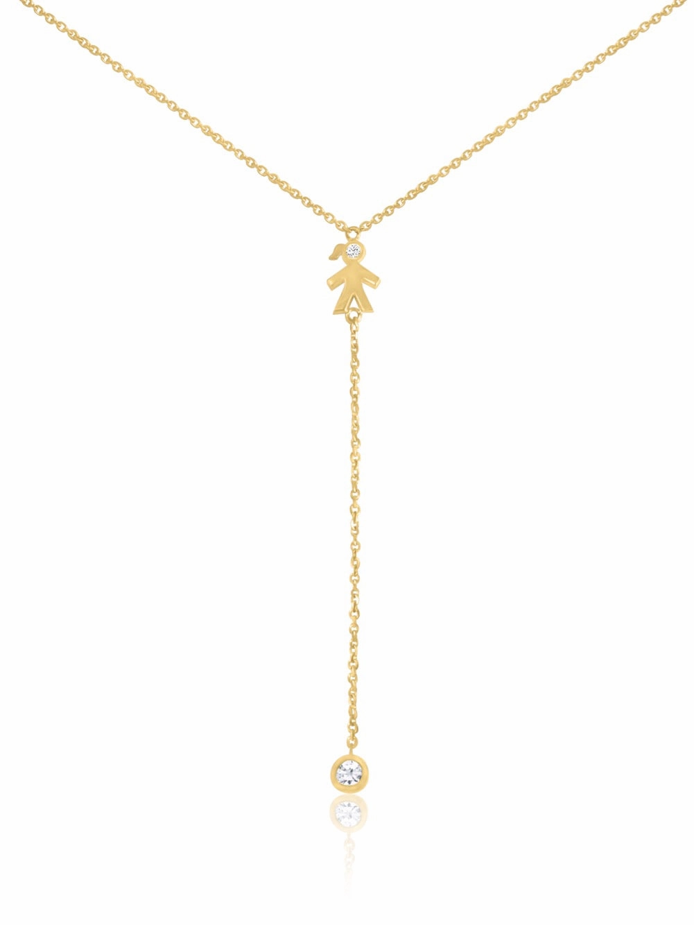 Mom 14k Diamond & Gemstone Lariat Necklace