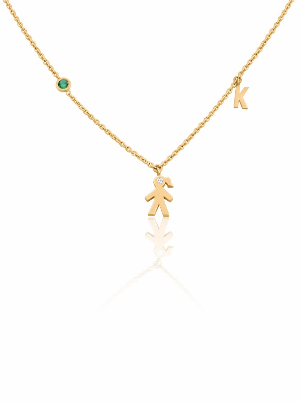 Mom 14k Diamond Initial & Gemstone Necklace