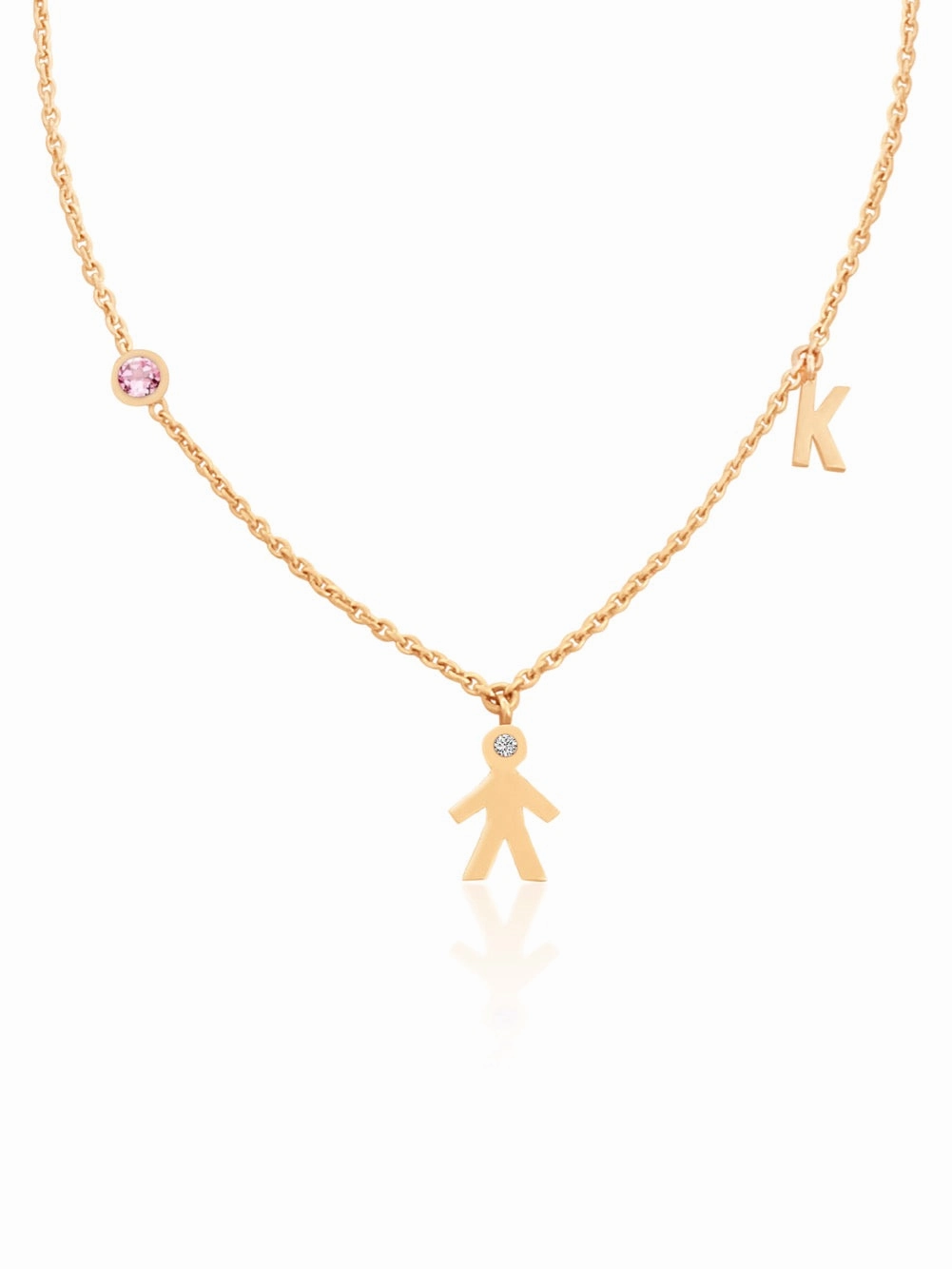 Mom 14k Diamond Initial & Gemstone Necklace