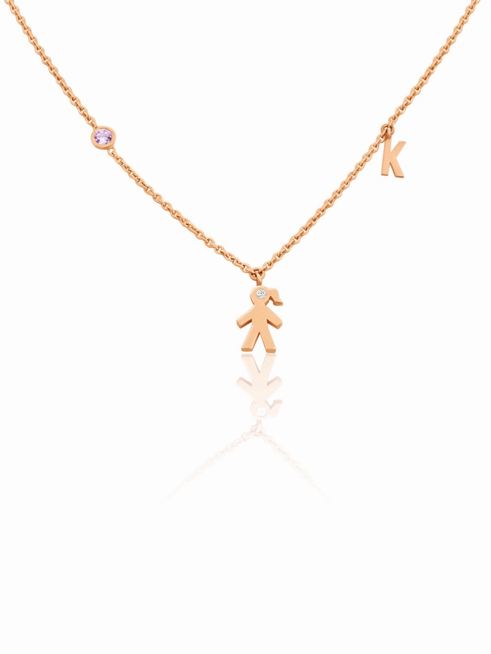 Mom 14k Diamond Initial & Gemstone Necklace