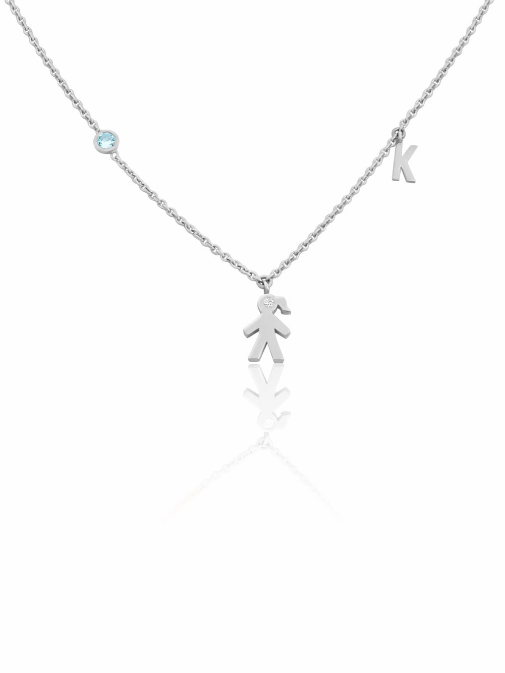 Mom 14k Diamond Initial & Gemstone Necklace