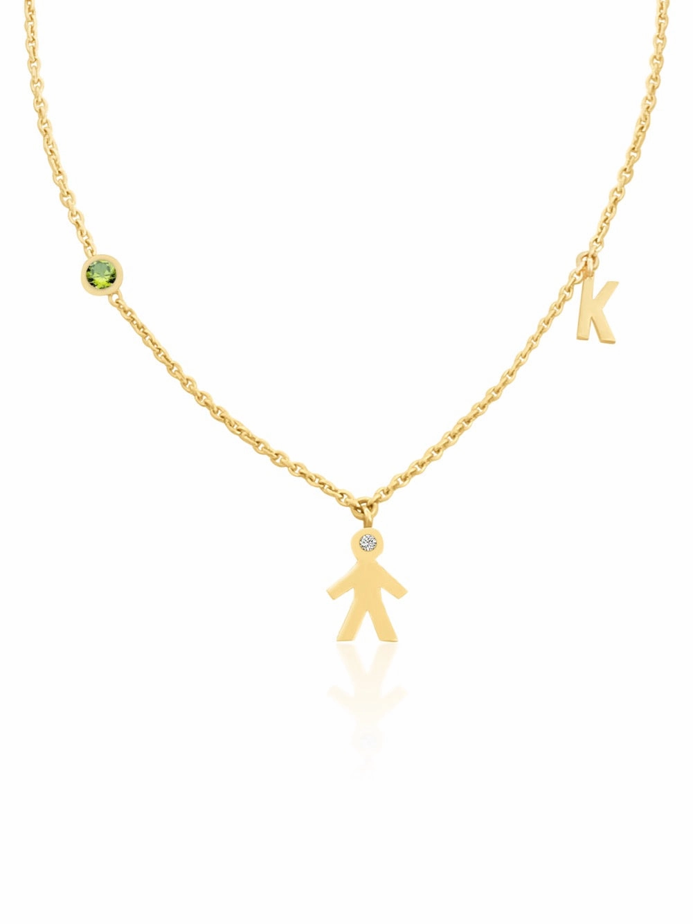 Mom 14k Diamond Initial & Gemstone Necklace