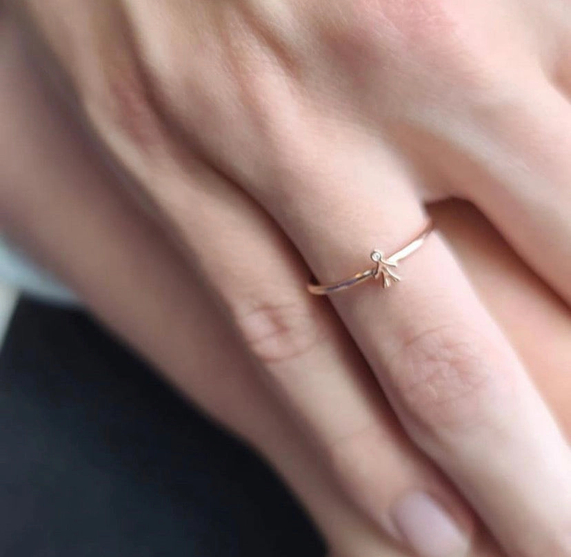 Mom 14K Diamond Mini Stackable Ring