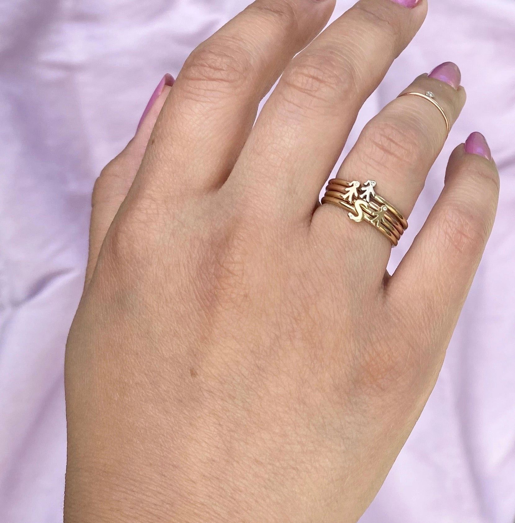 Mom 14K Diamond Mini Stackable Ring