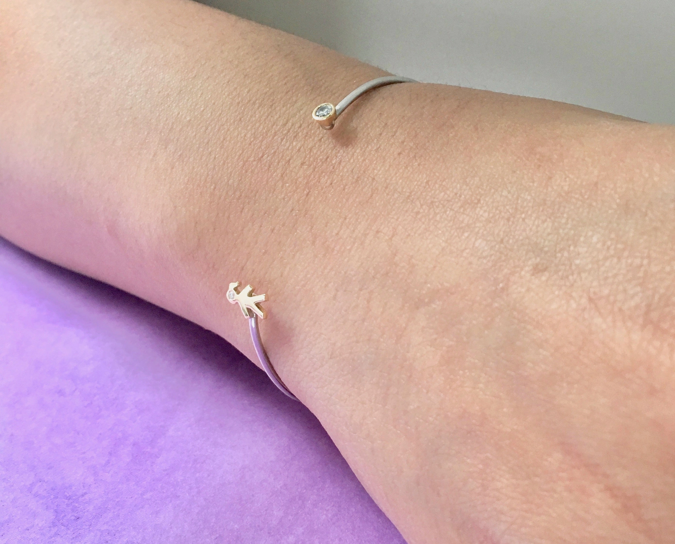 Mom 18k Gold & Silver Bangle