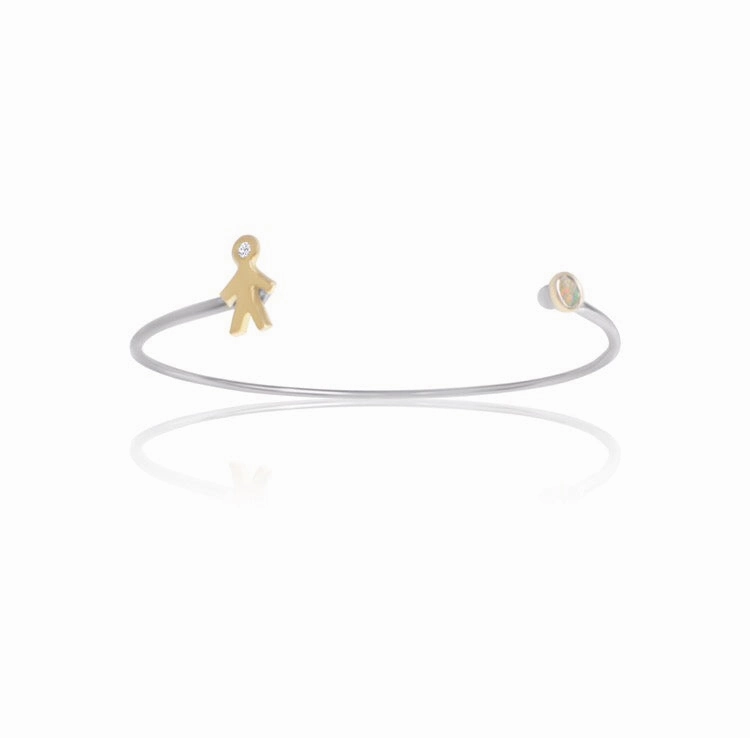 Mom 18k Gold & Silver Bangle