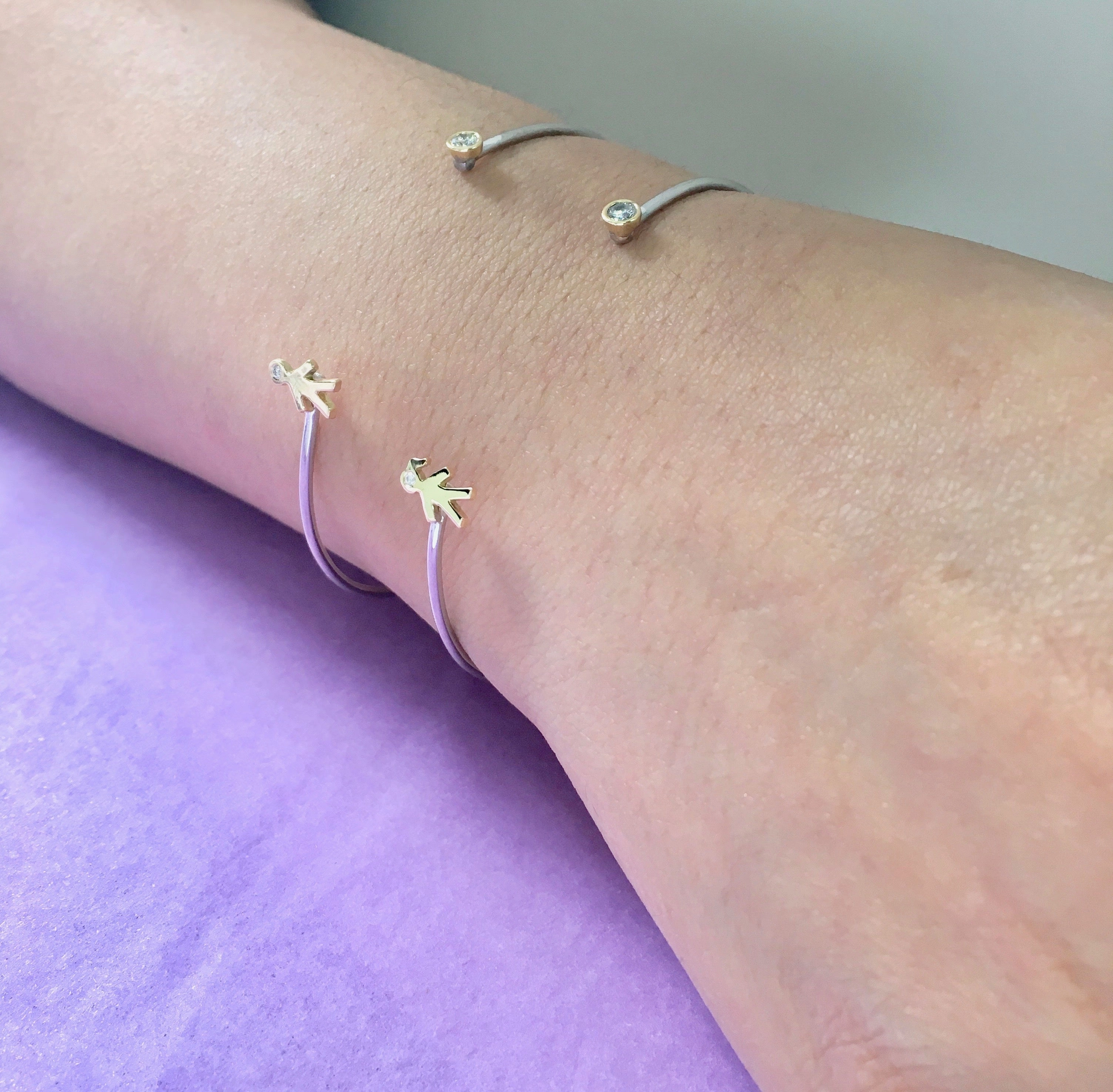Mom 18k Gold & Silver Bangle