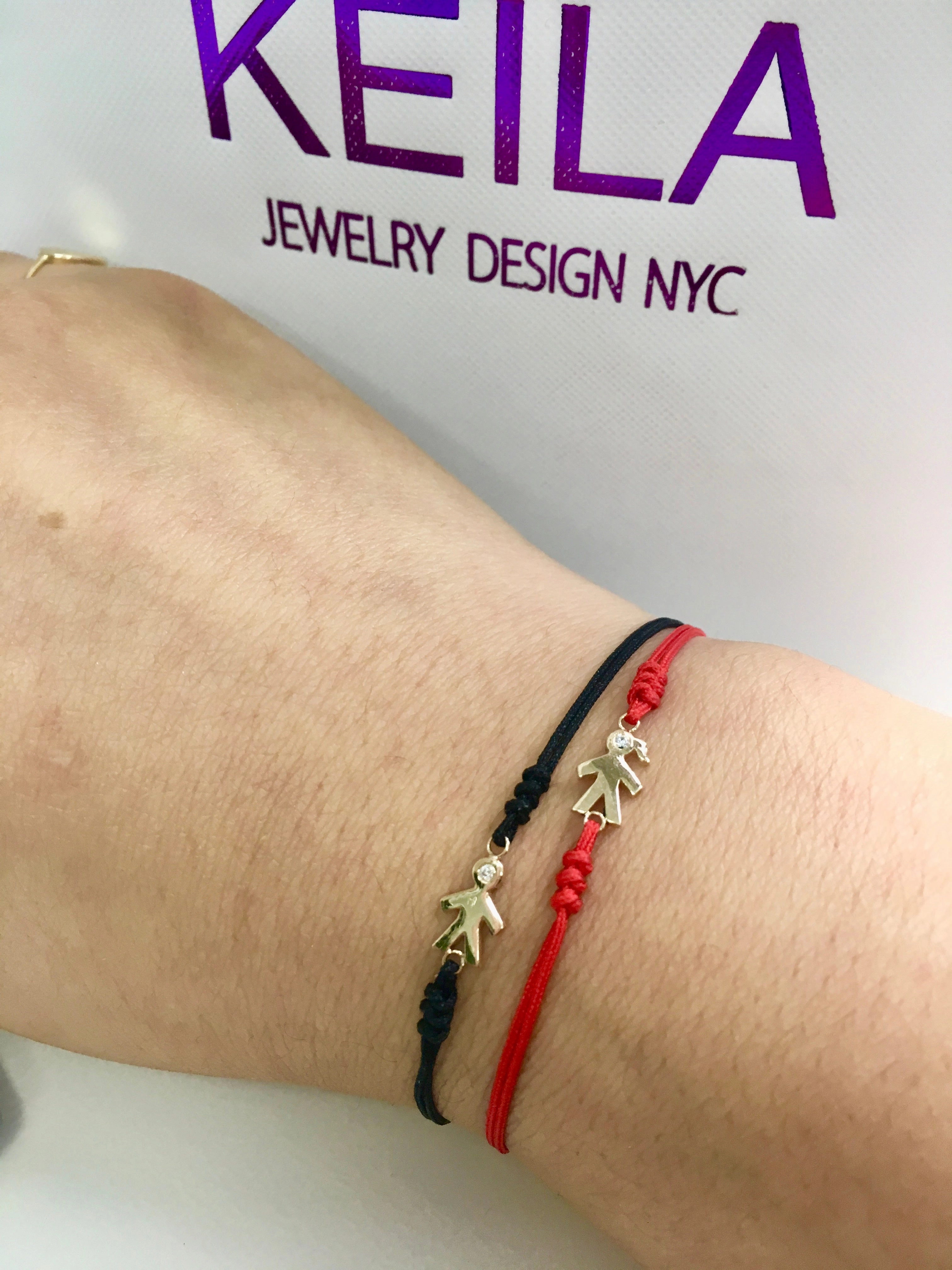 Mom Macrame 14k Gold Diamond Bracelet