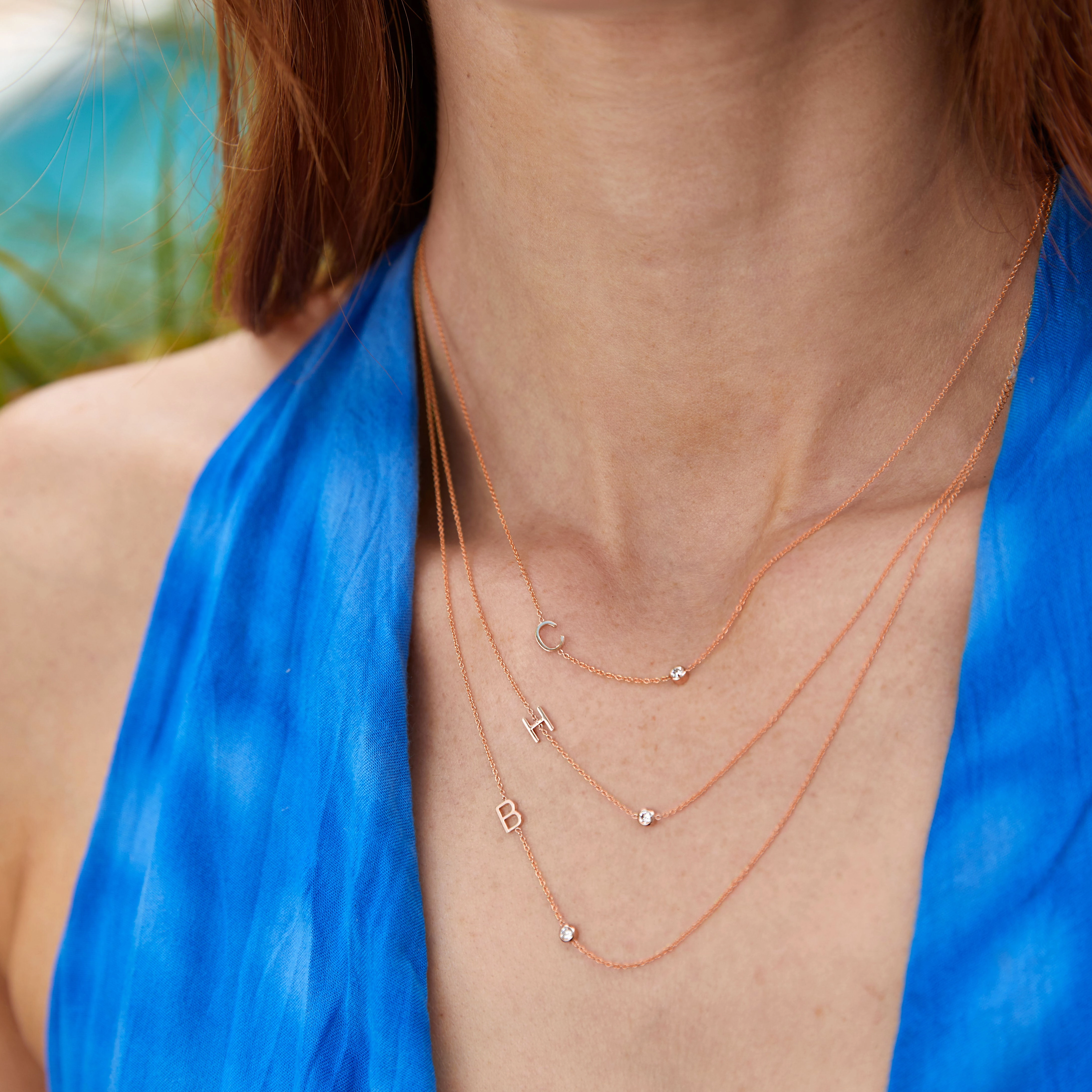 Monogram Necklace with Diamond Rose Gold