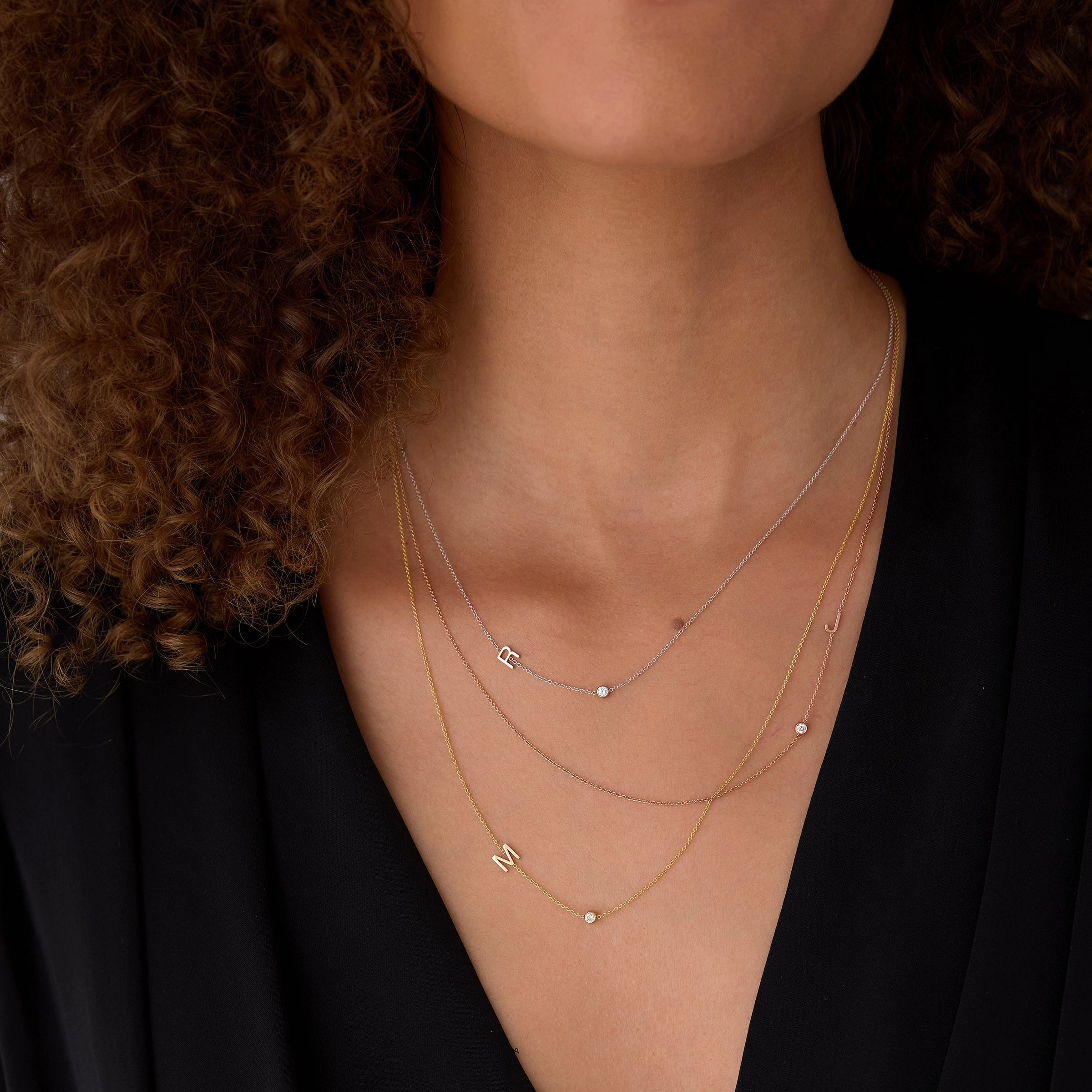 Monogram Necklace with Diamond Rose Gold