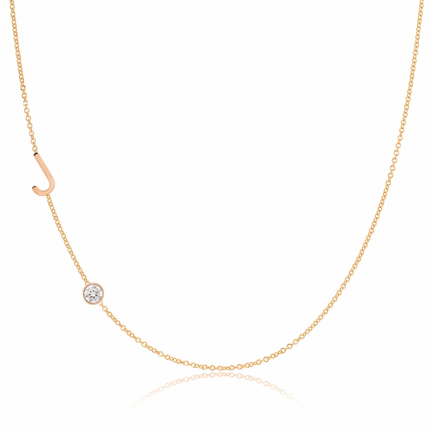 Monogram Necklace with Diamond Rose Gold