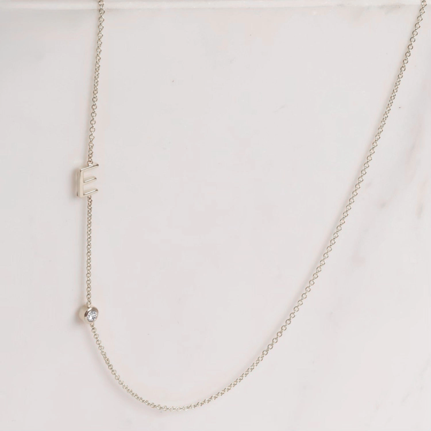 Monogram Necklace with Diamond White Gold