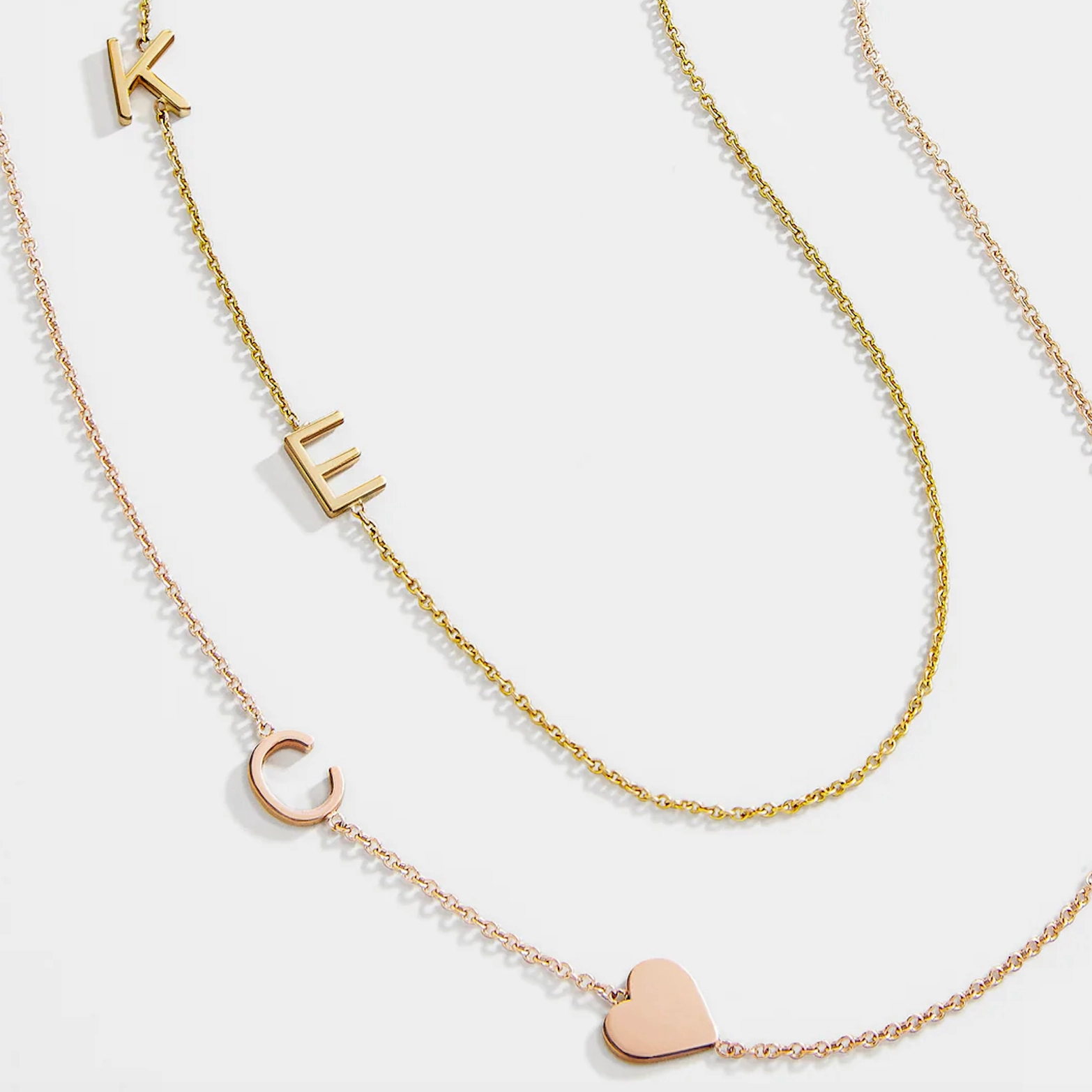 Monogram Necklace with Heart Rose Gold