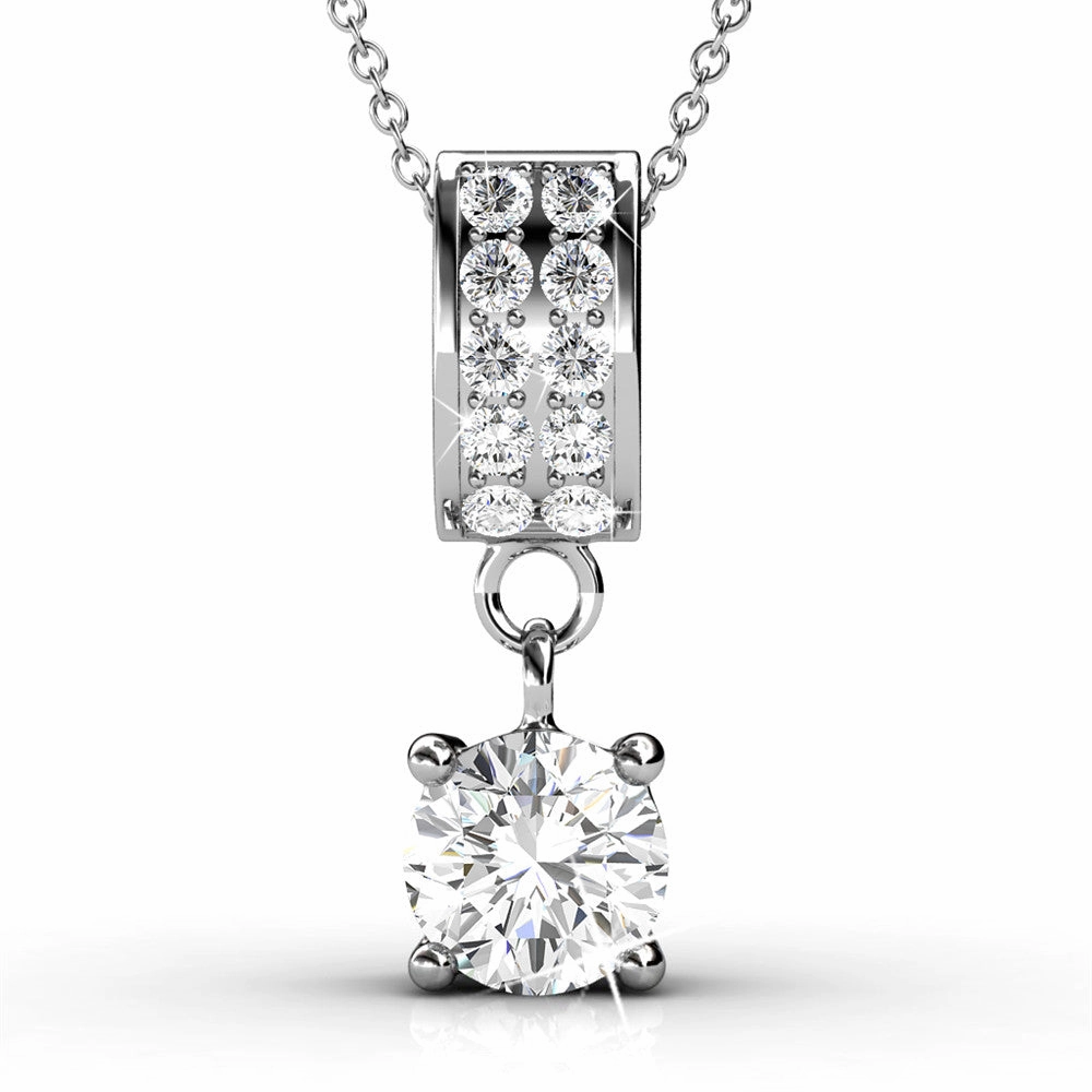Monroe 18k White Gold Pendant Necklace with Round Cut Swarovski Crystals