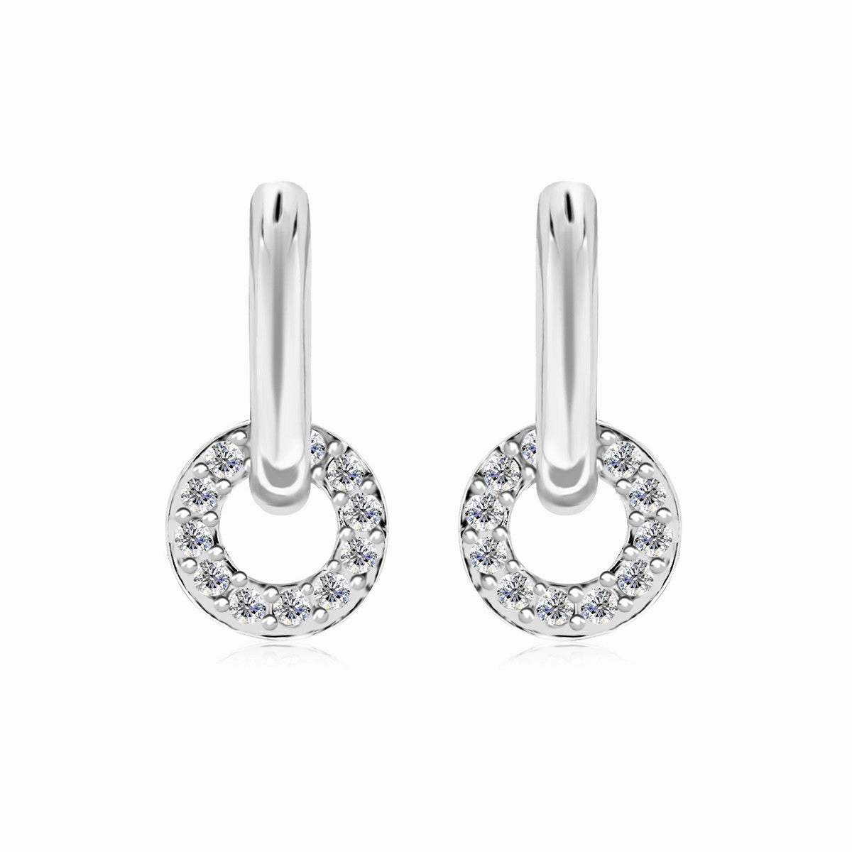 Nala 18k White Gold Plated Hoop Earrings with Swarovski Crystals