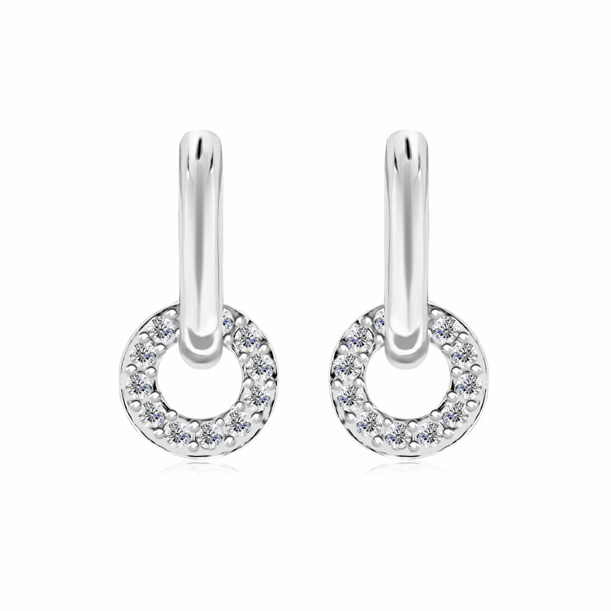 Nala 18k White Gold Plated Hoop Earrings with Swarovski Crystals