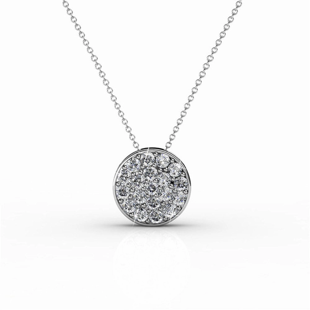 Nelly 18k White Gold Plated Pave Pendant Necklace with Swarovski Crystals