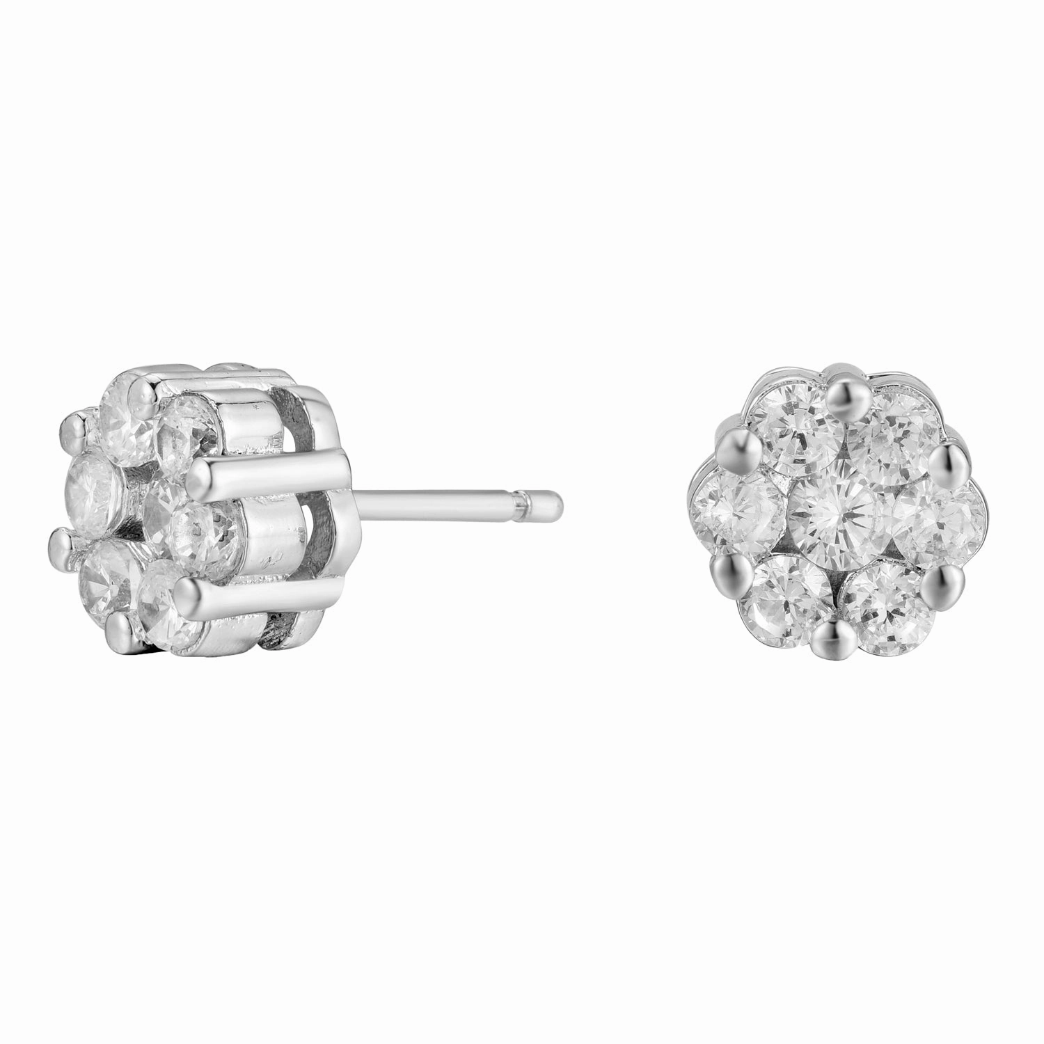 Nova 18k White Gold Plated Stud Earrings with Simulated Diamond Crystals  Final Sale