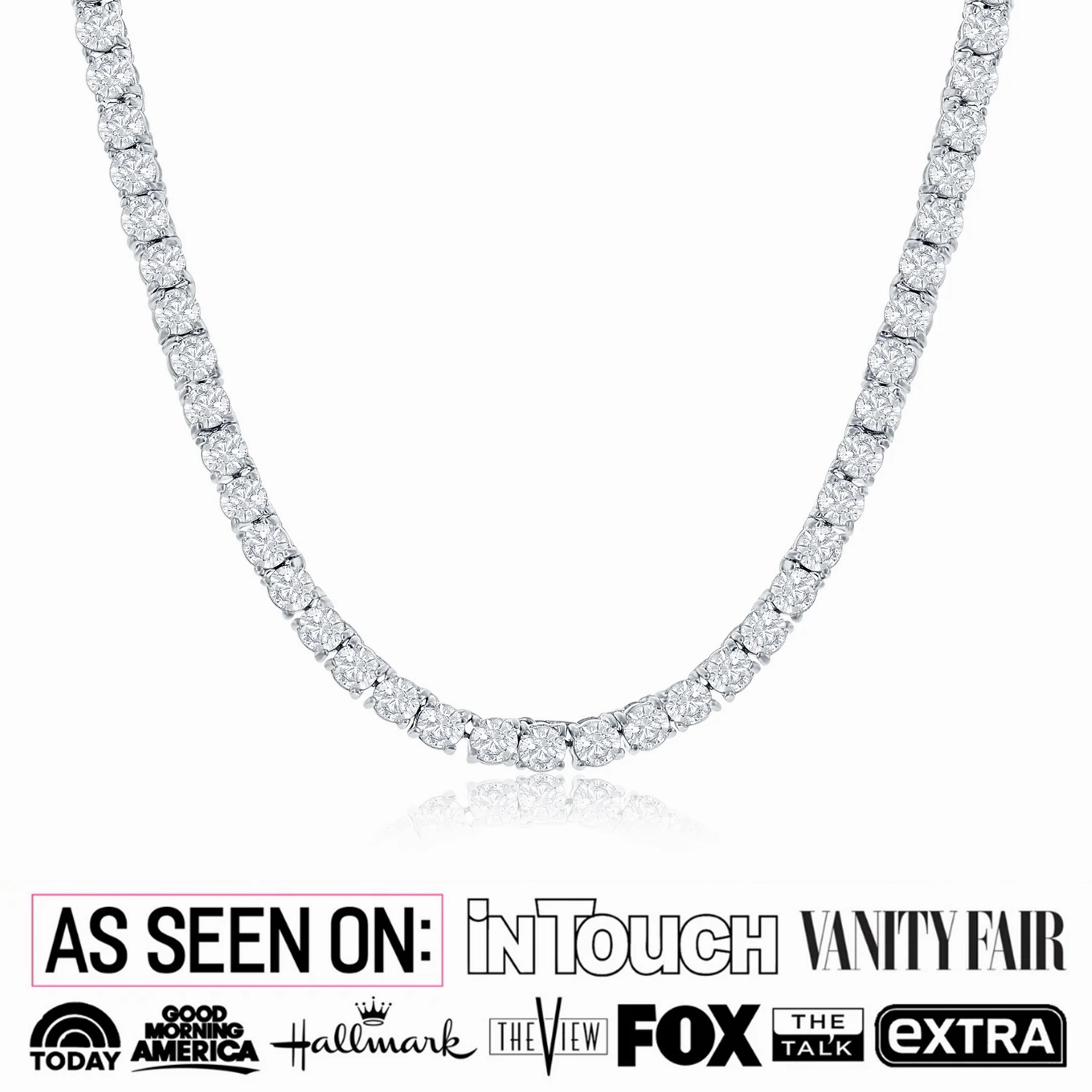 Olivia 18k White Gold Plated Tennis Necklace with Simulated Diamond Crystals