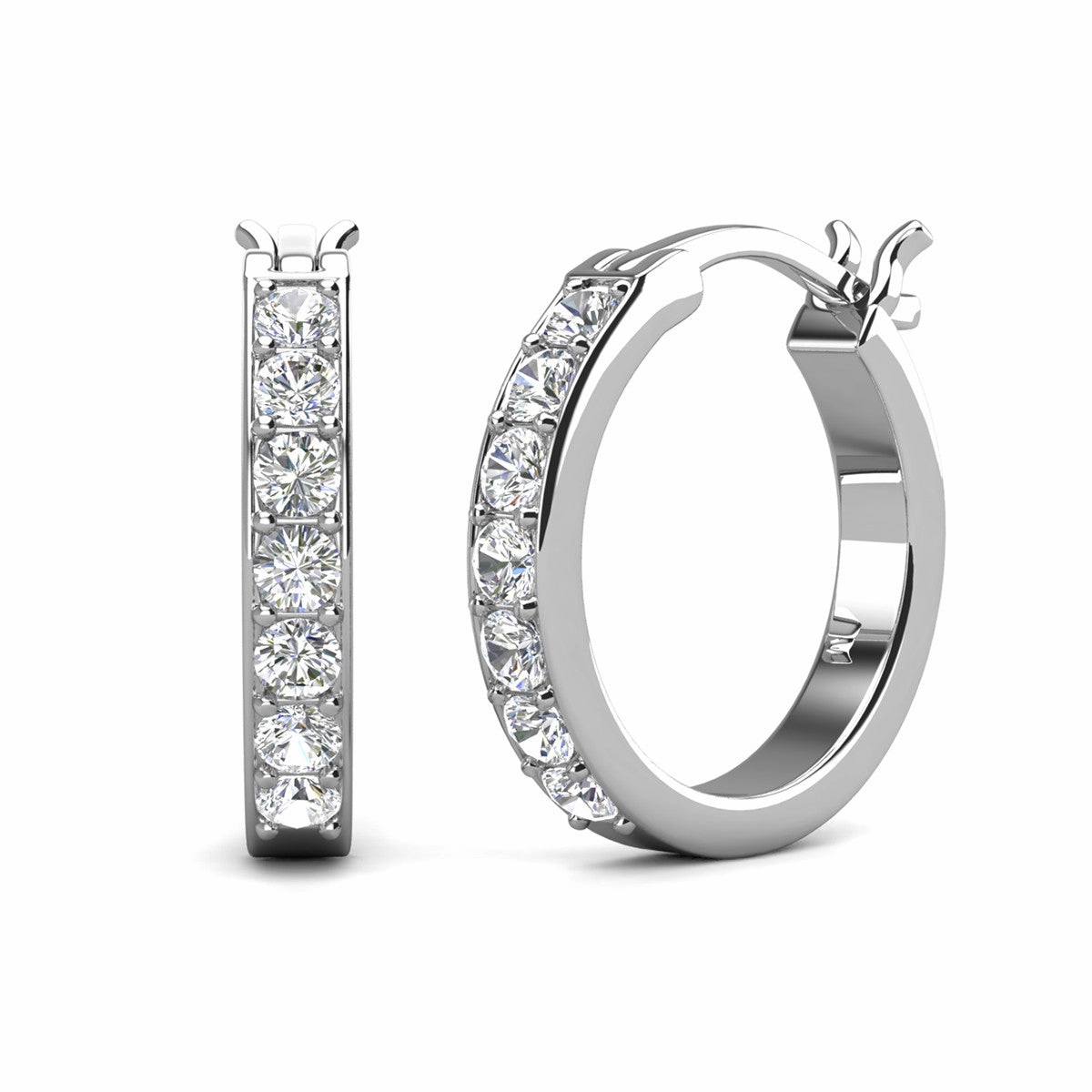 Presley 18k White Gold Plated 17mm Hoop Earrings with Swarovski Crystals