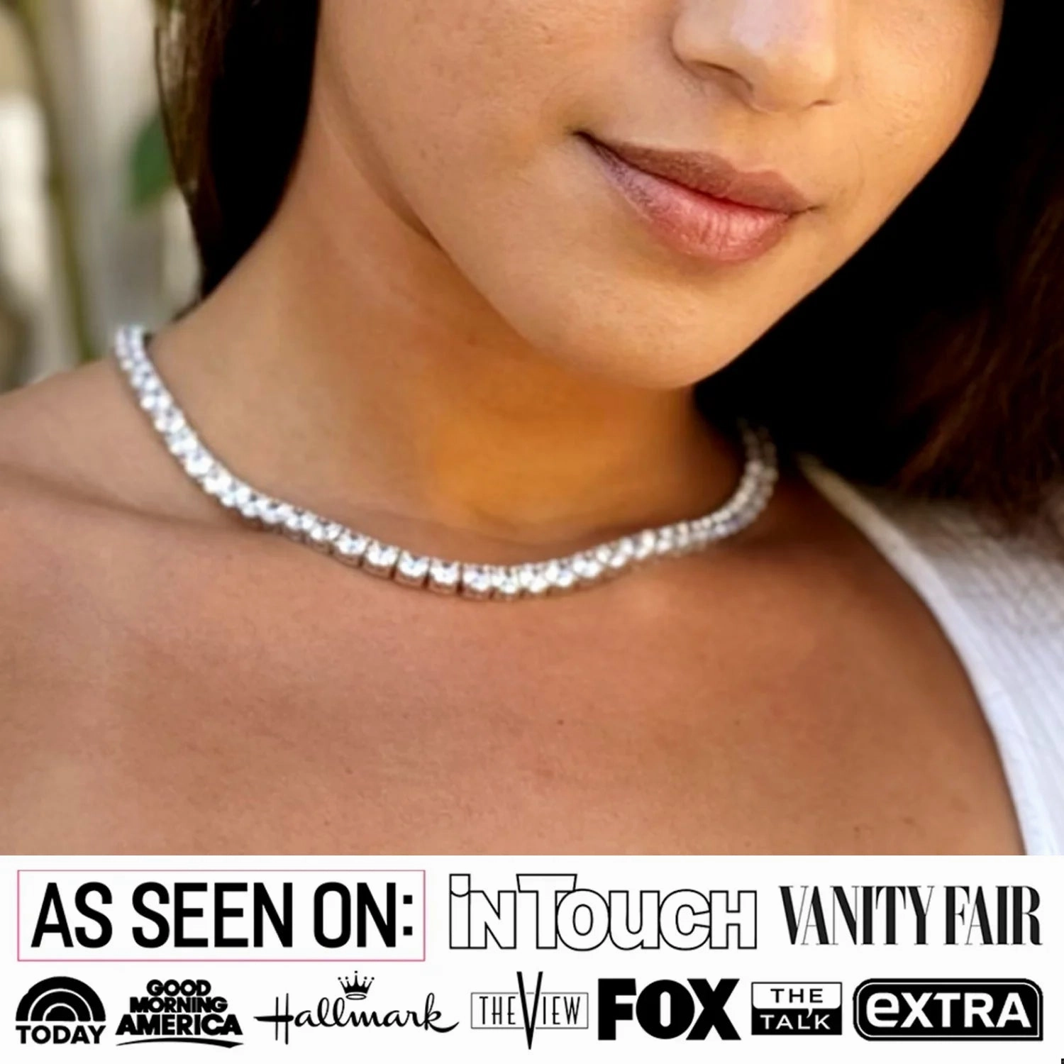 Priscilla 18k White Gold Plated Tennis Necklace with Simulated Diamond Crystals