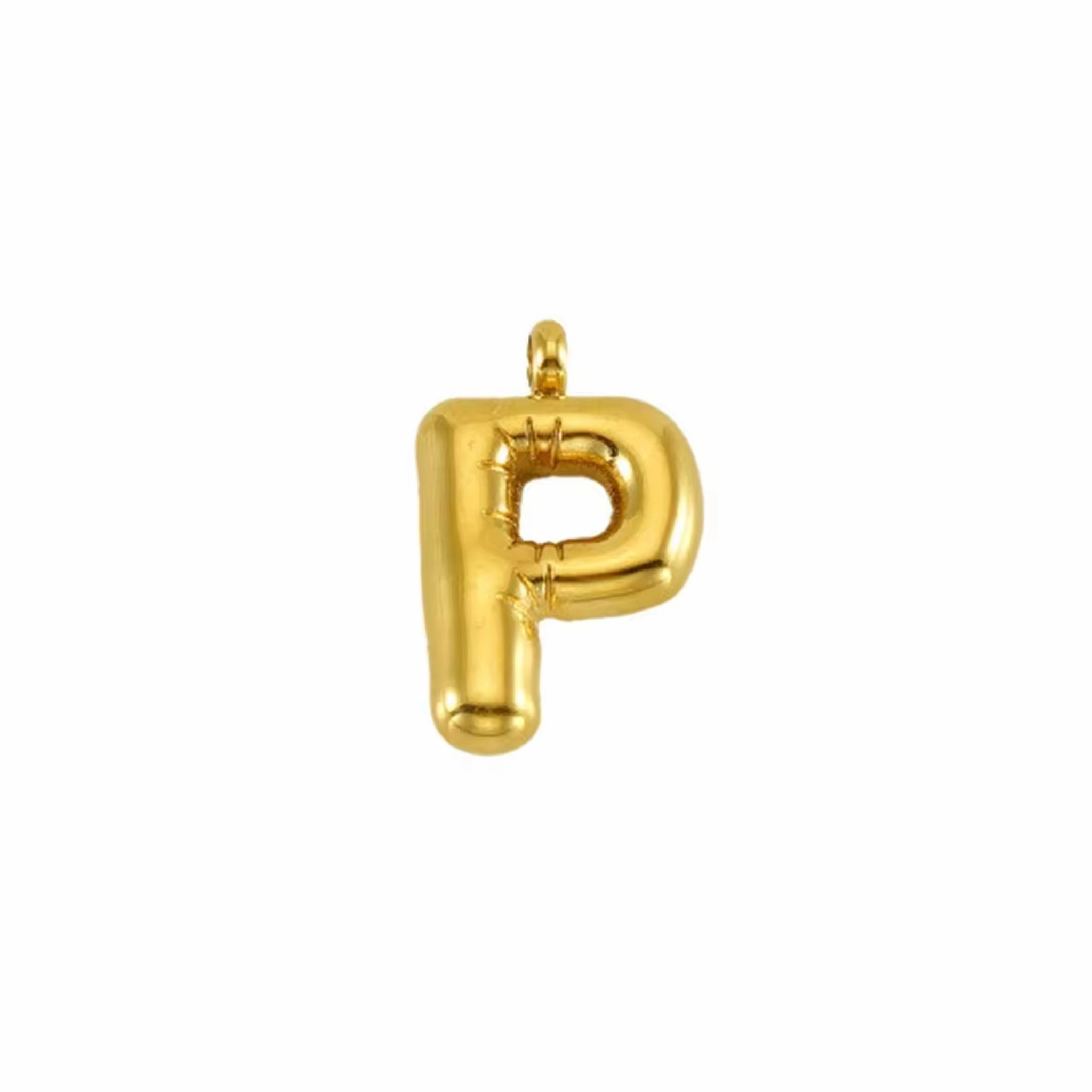 Puffy Gold Letter Pendant (A-Z)