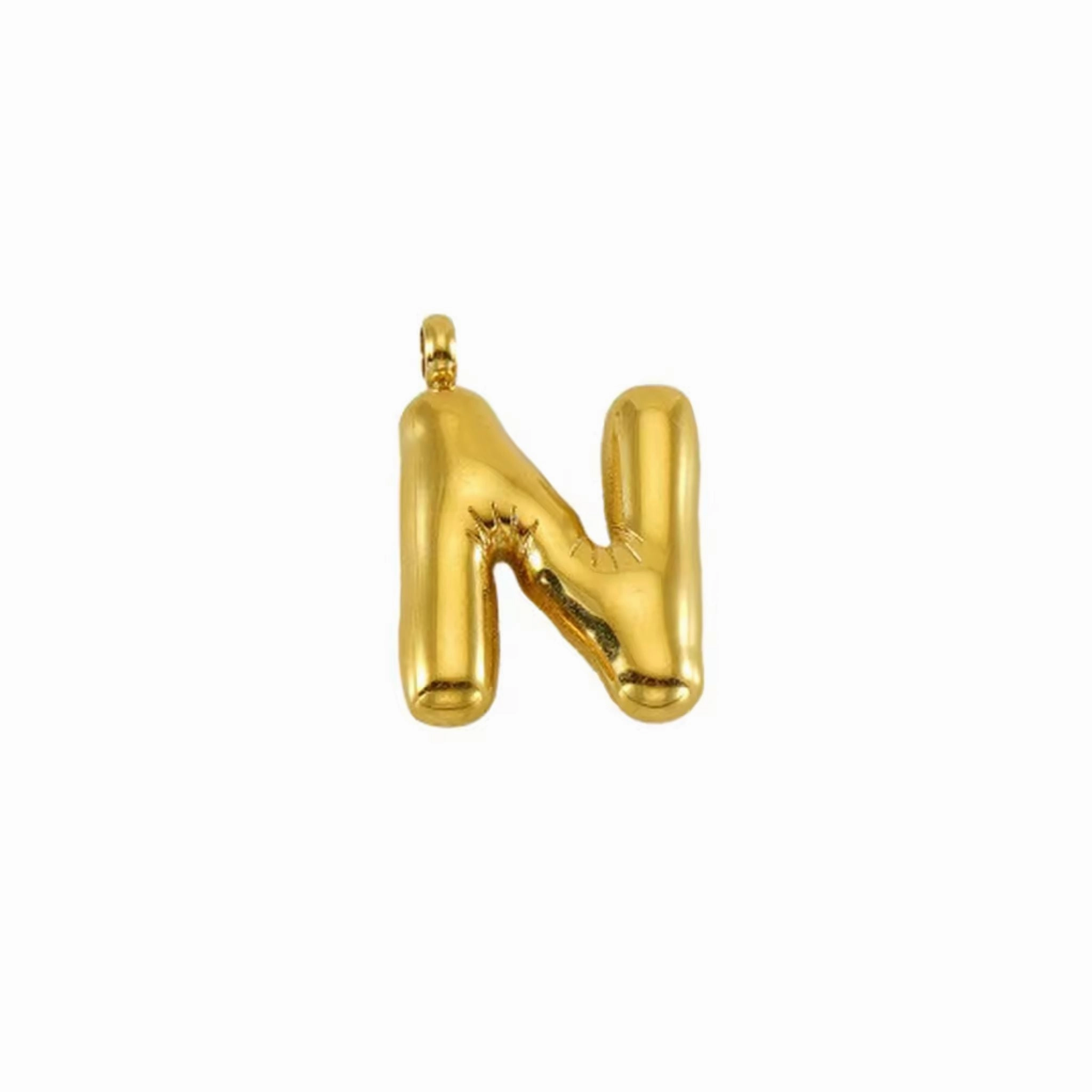 Puffy Gold Letter Pendant (A-Z)