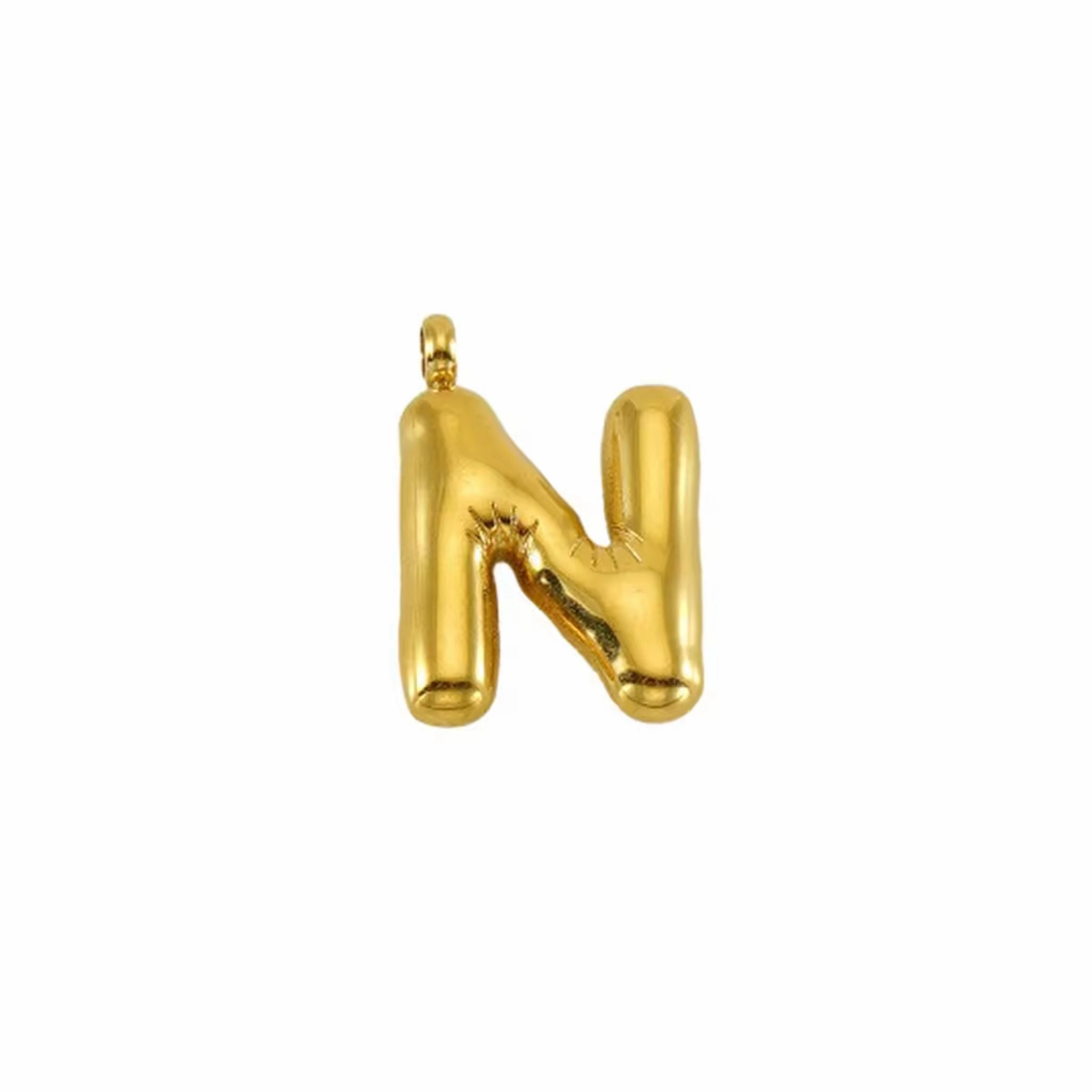 Puffy Gold Letter Pendant (A-Z)