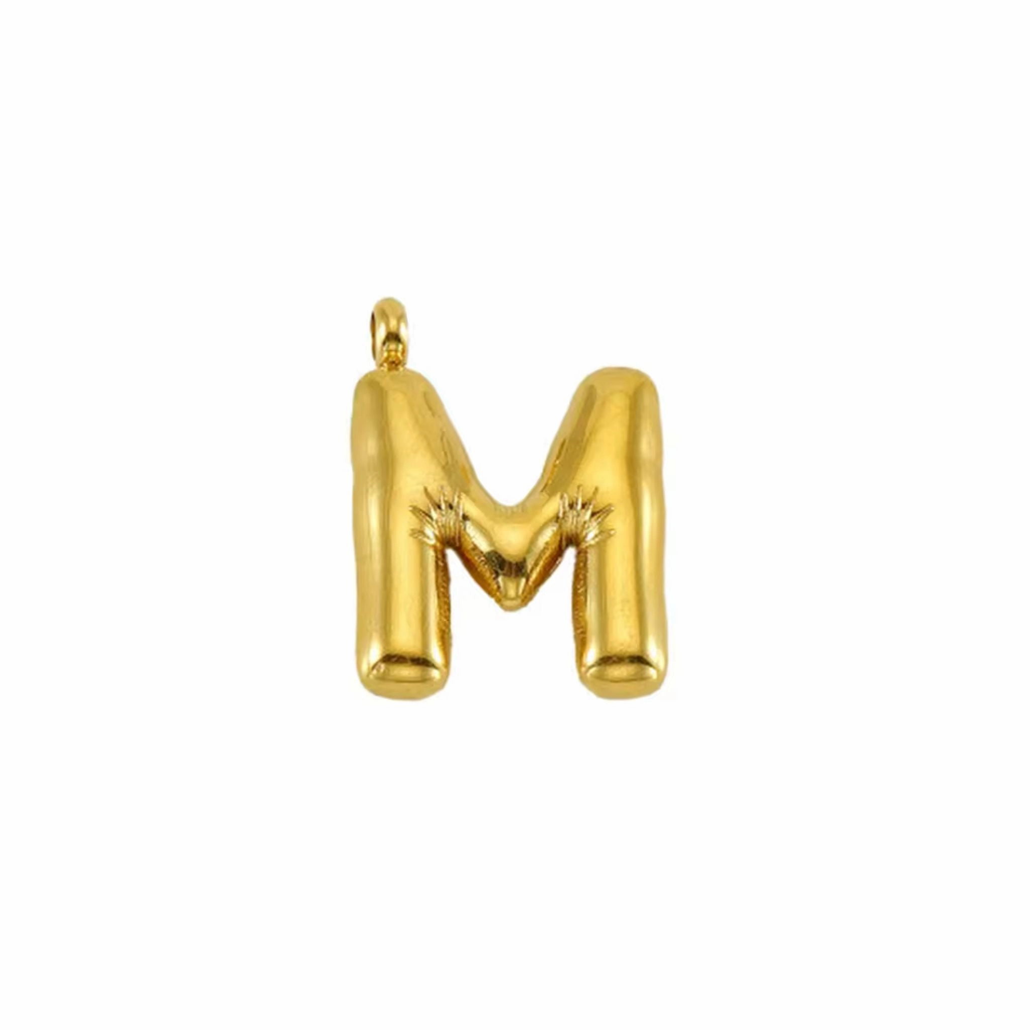 Puffy Gold Letter Pendant (A-Z)