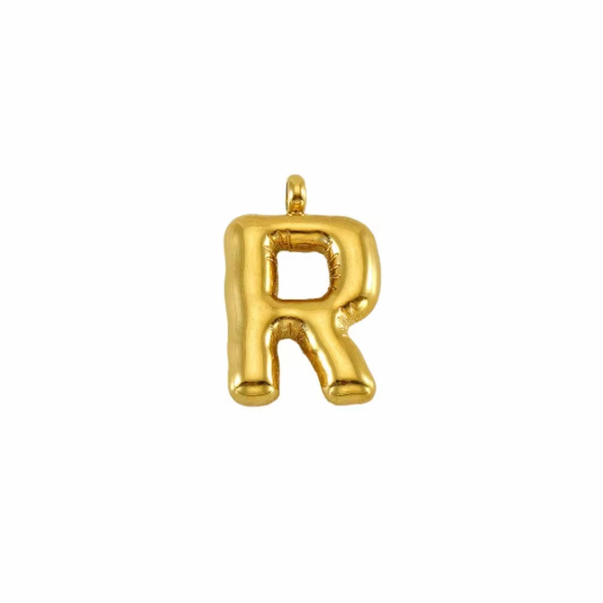 Puffy Gold Letter Pendant (A-Z)