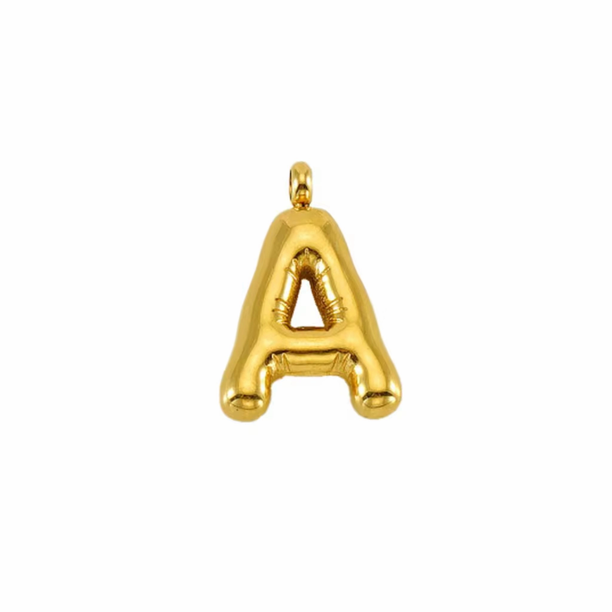 Puffy Gold Letter Pendant (A-Z)