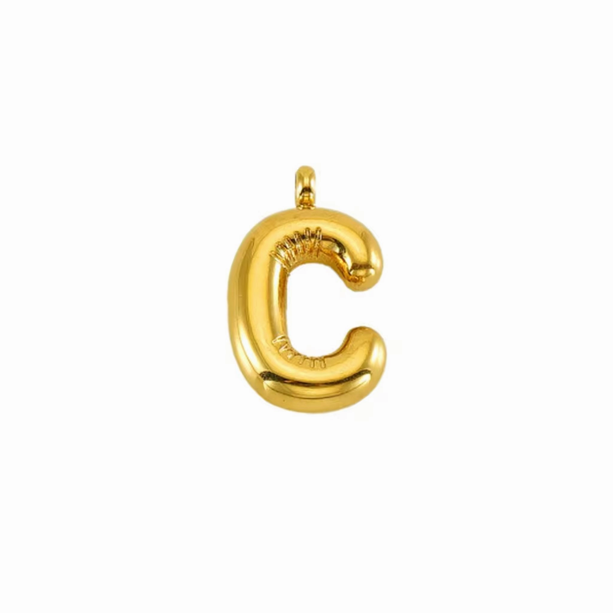 Puffy Gold Letter Pendant (A-Z)
